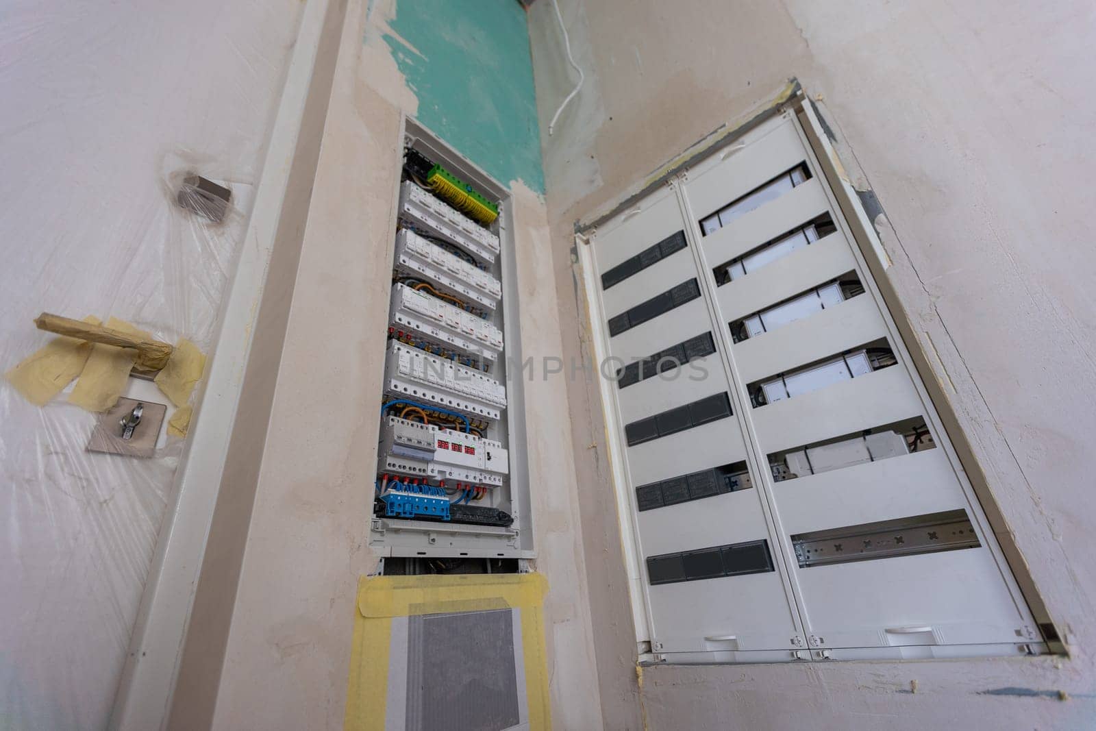 Electric system in cabinet building system. High quality photo