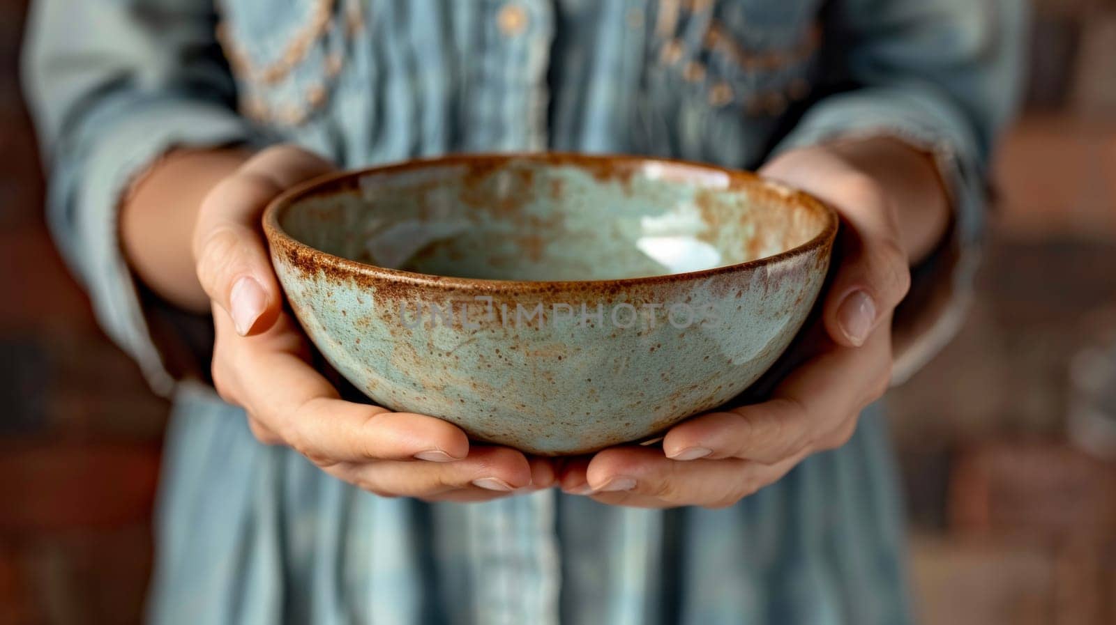 A person holding a bowl in their hands with the rim facing out