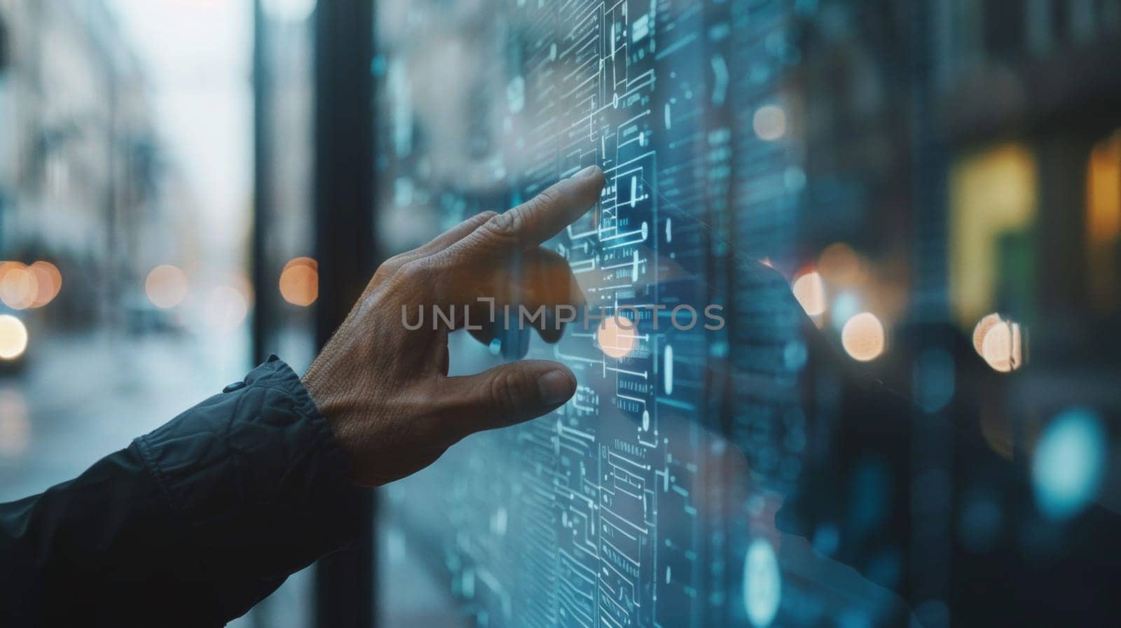 A person touching a screen with their finger