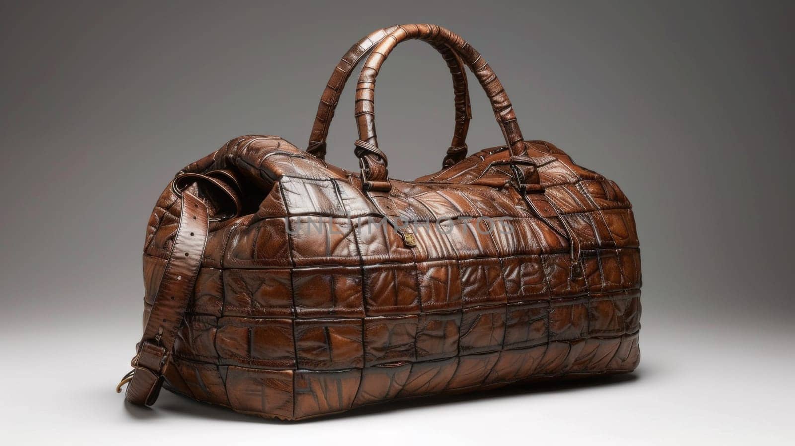A brown leather handbag with a strap on it