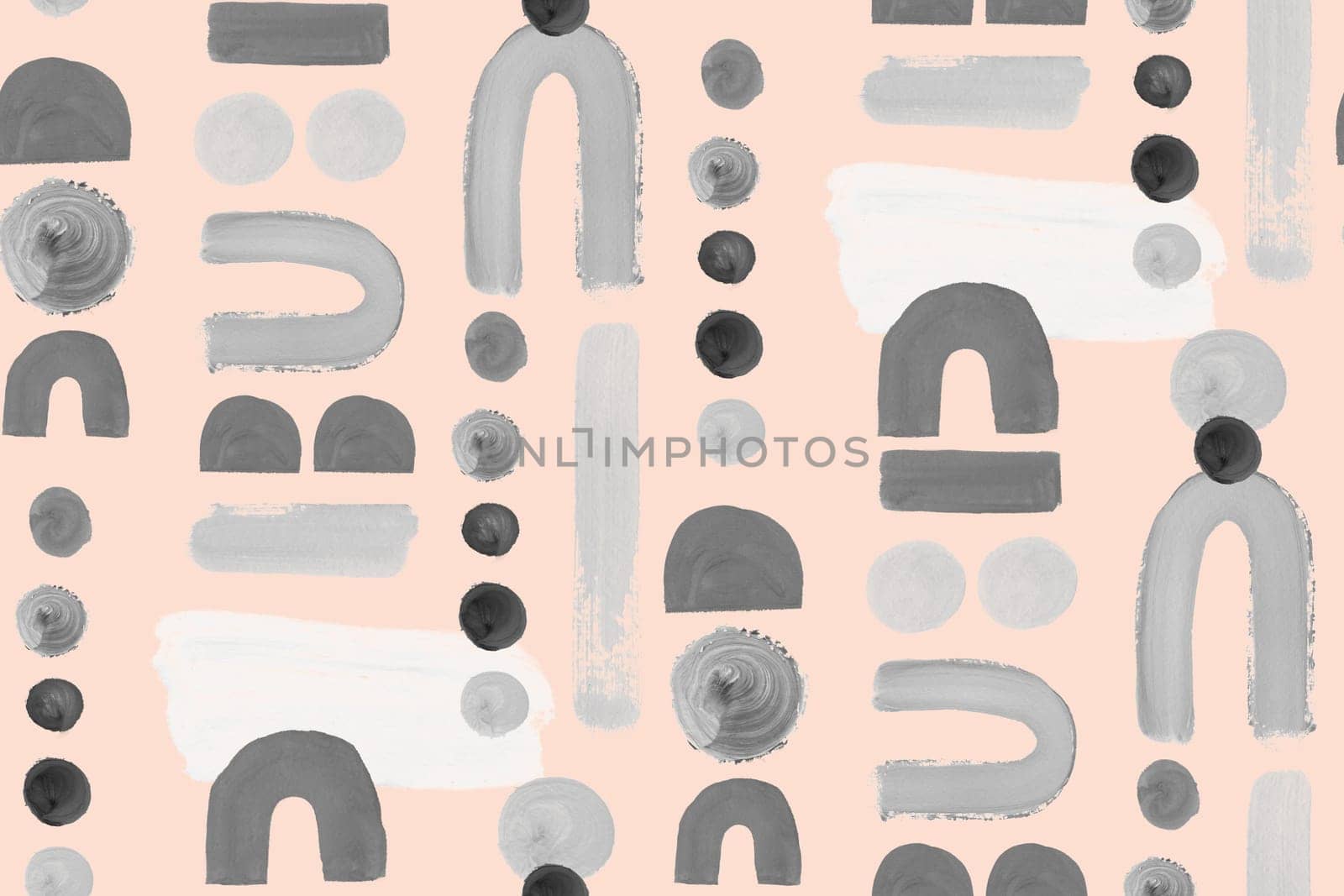 Boho style seamless geometric pattern in peach shades for textile
