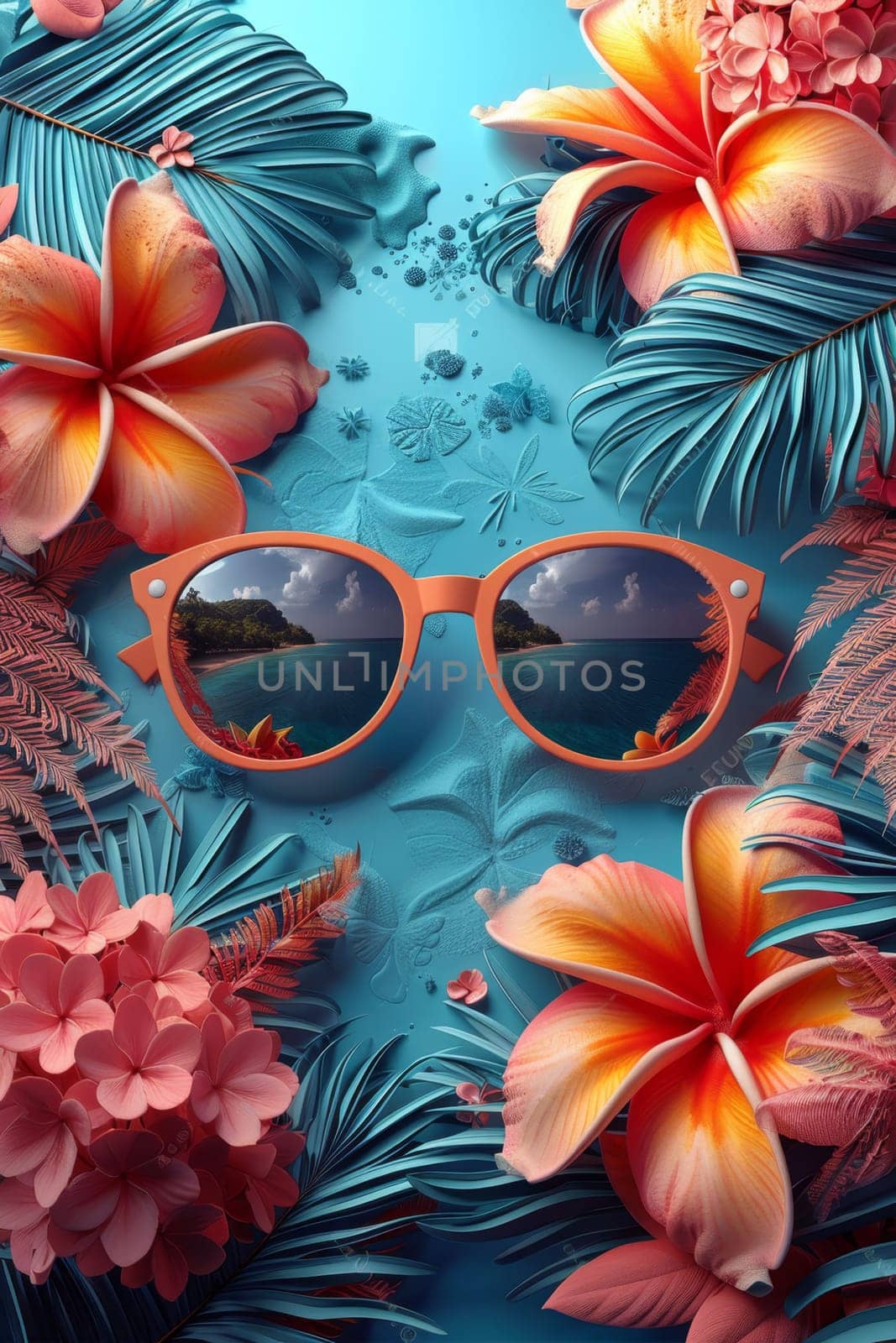Summer colorful background. sunglasses. The concept of summer holidays by Lobachad