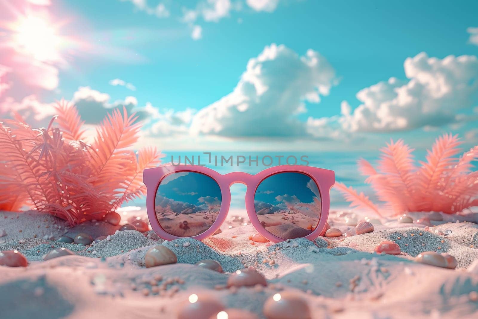 Summer colorful background. sunglasses. The concept of summer holidays by Lobachad