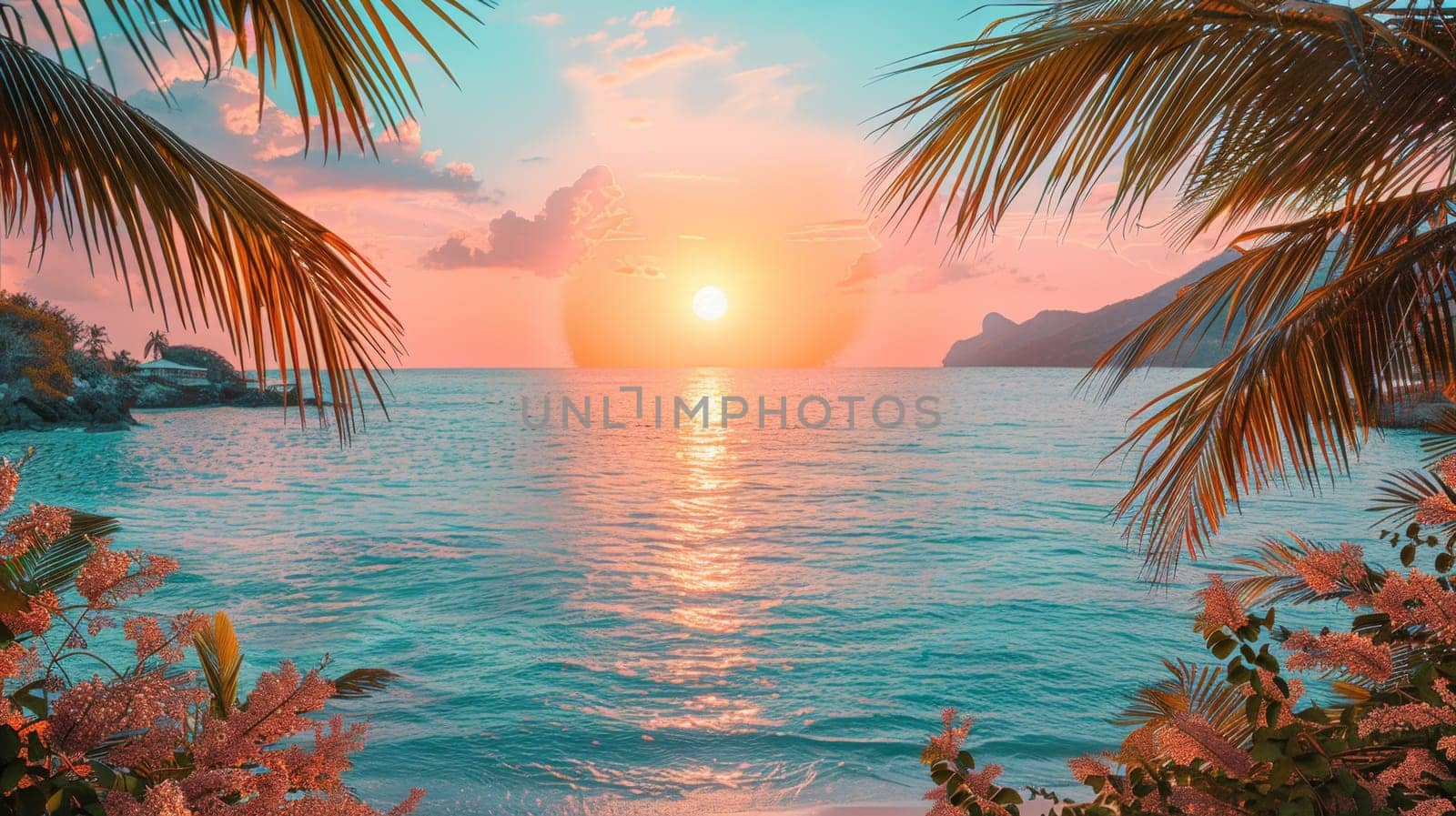 Tropical coast, beach. Sea view. The day of summer.