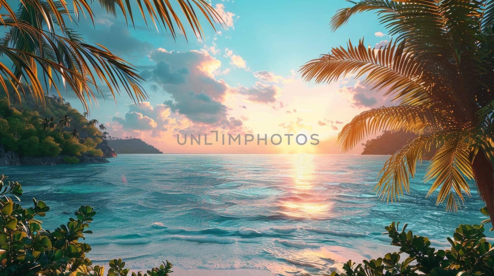 Tropical coast, beach. Sea view. The day of summer.