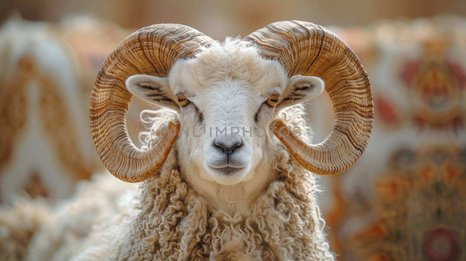 Portrait of a ram . The Eid al-Adha Mubarak holiday, which is celebrated after the completion of the annual Hajj. The Feast of Sacrifice by Lobachad