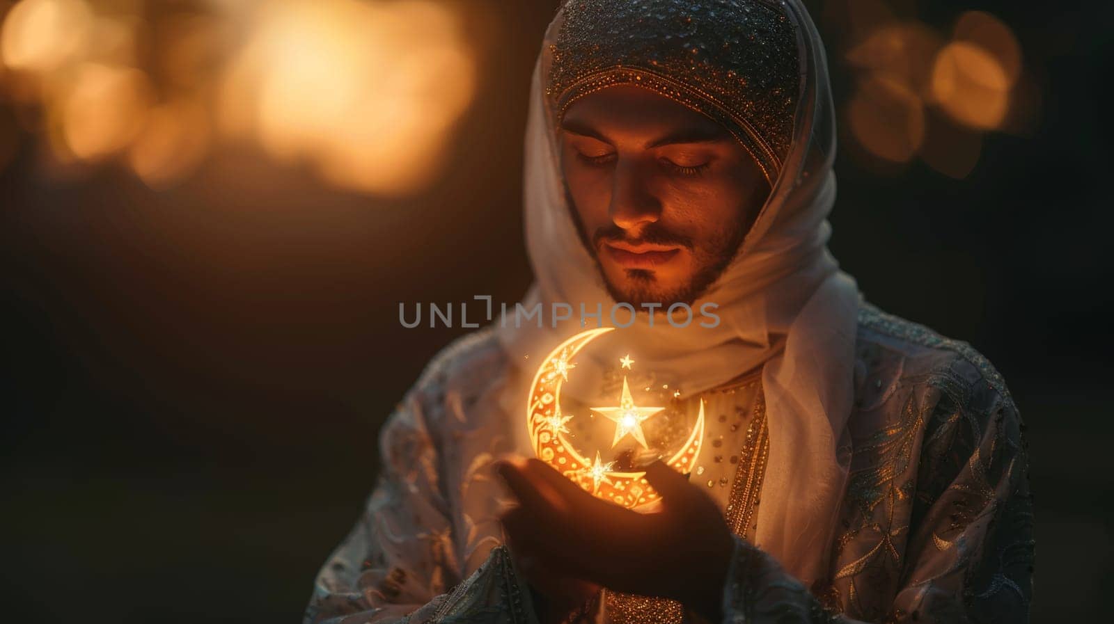 A Muslim man on the Eid al-Adha holiday. Portrait of a man.