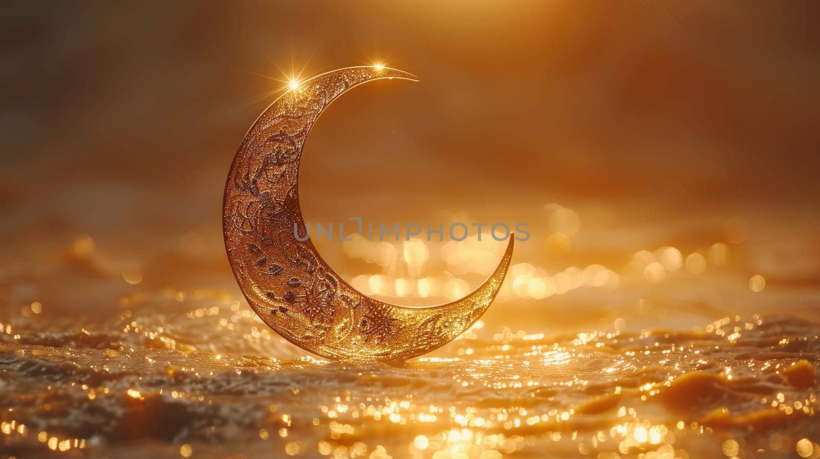 The symbol of the holy holiday of Eid al-Adha. A crescent moon and a star. The halal symbol.