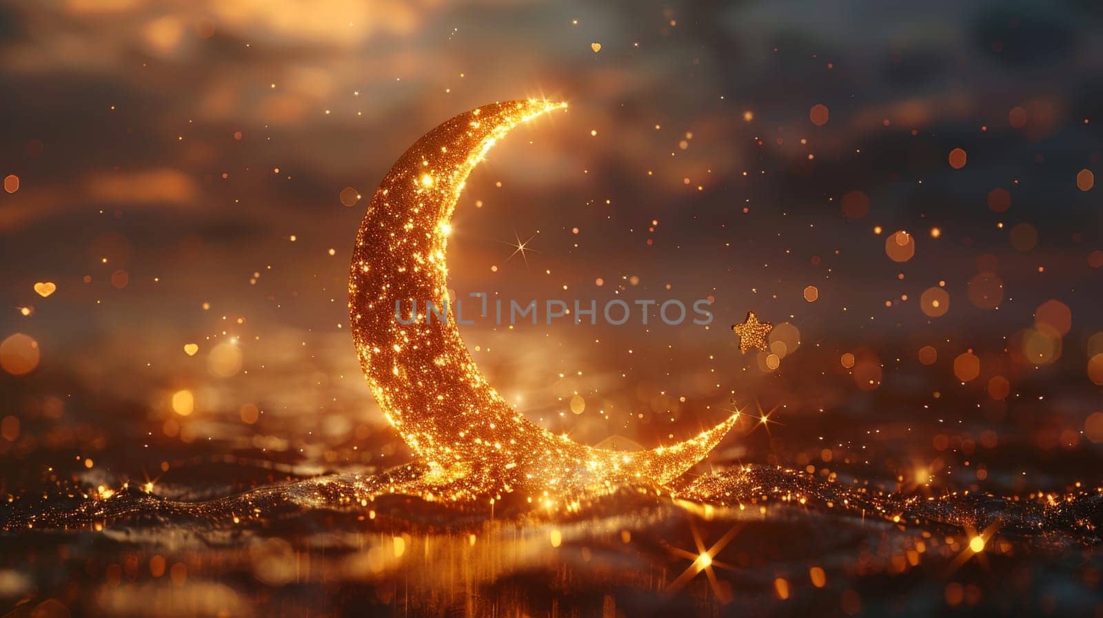 The symbol of the holy holiday of Eid al-Adha. A crescent moon and a star. The halal symbol by Lobachad