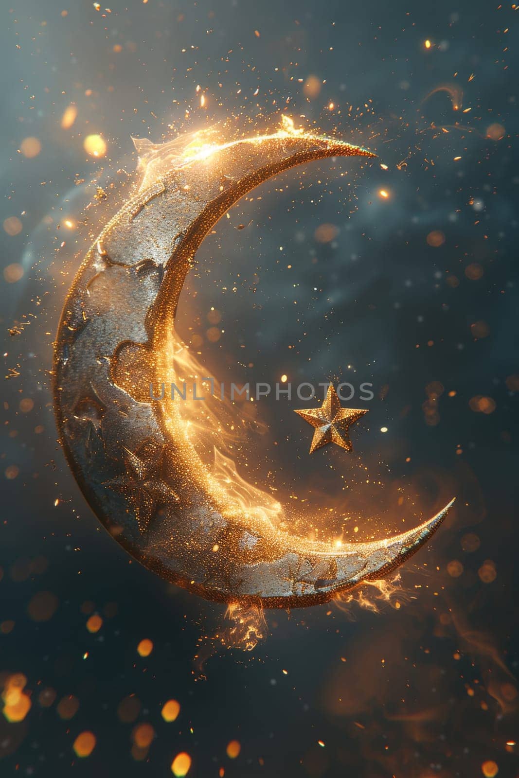 The symbol of the holy holiday of Eid al-Adha. A crescent moon and a star. The halal symbol by Lobachad