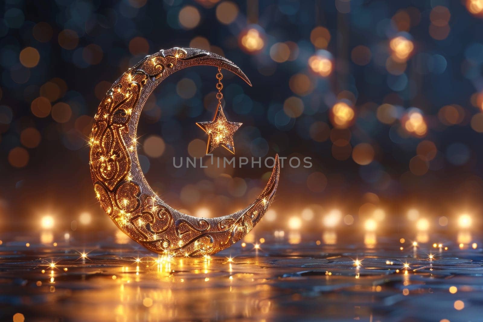 The symbol of the holy holiday of Eid al-Adha. A crescent moon and a star. The halal symbol by Lobachad