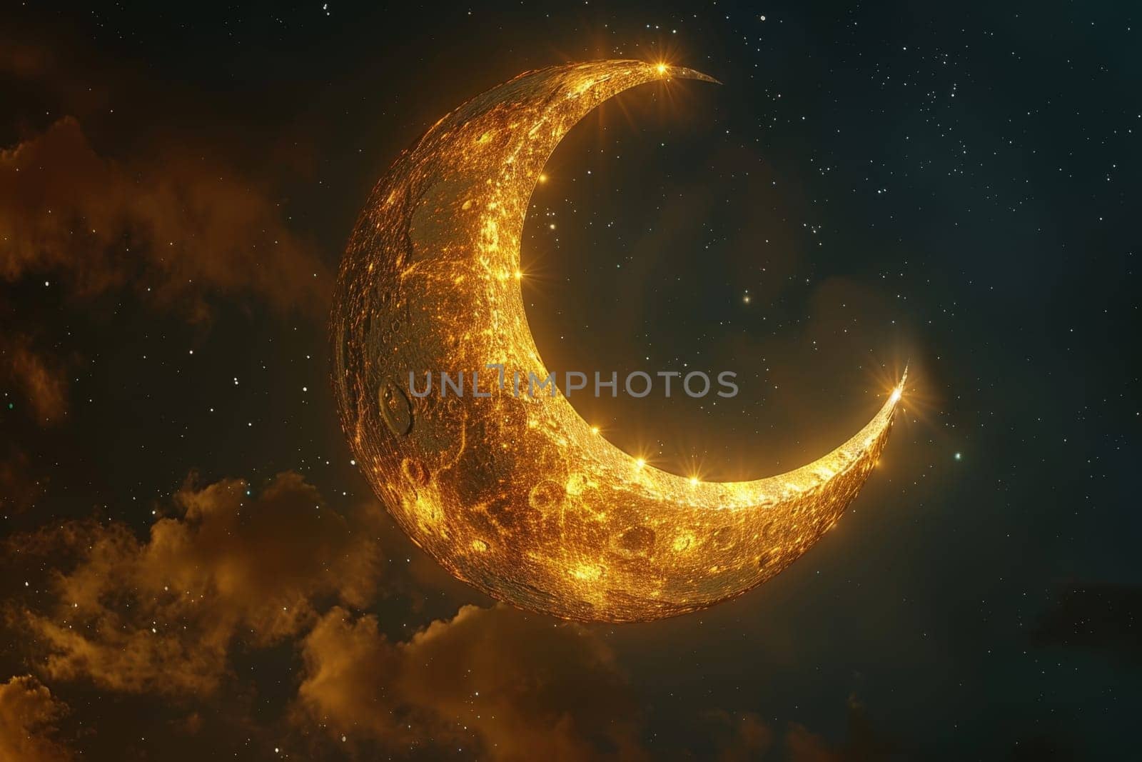 The symbol of the holy holiday of Eid al-Adha. A crescent moon and a star. The halal symbol.