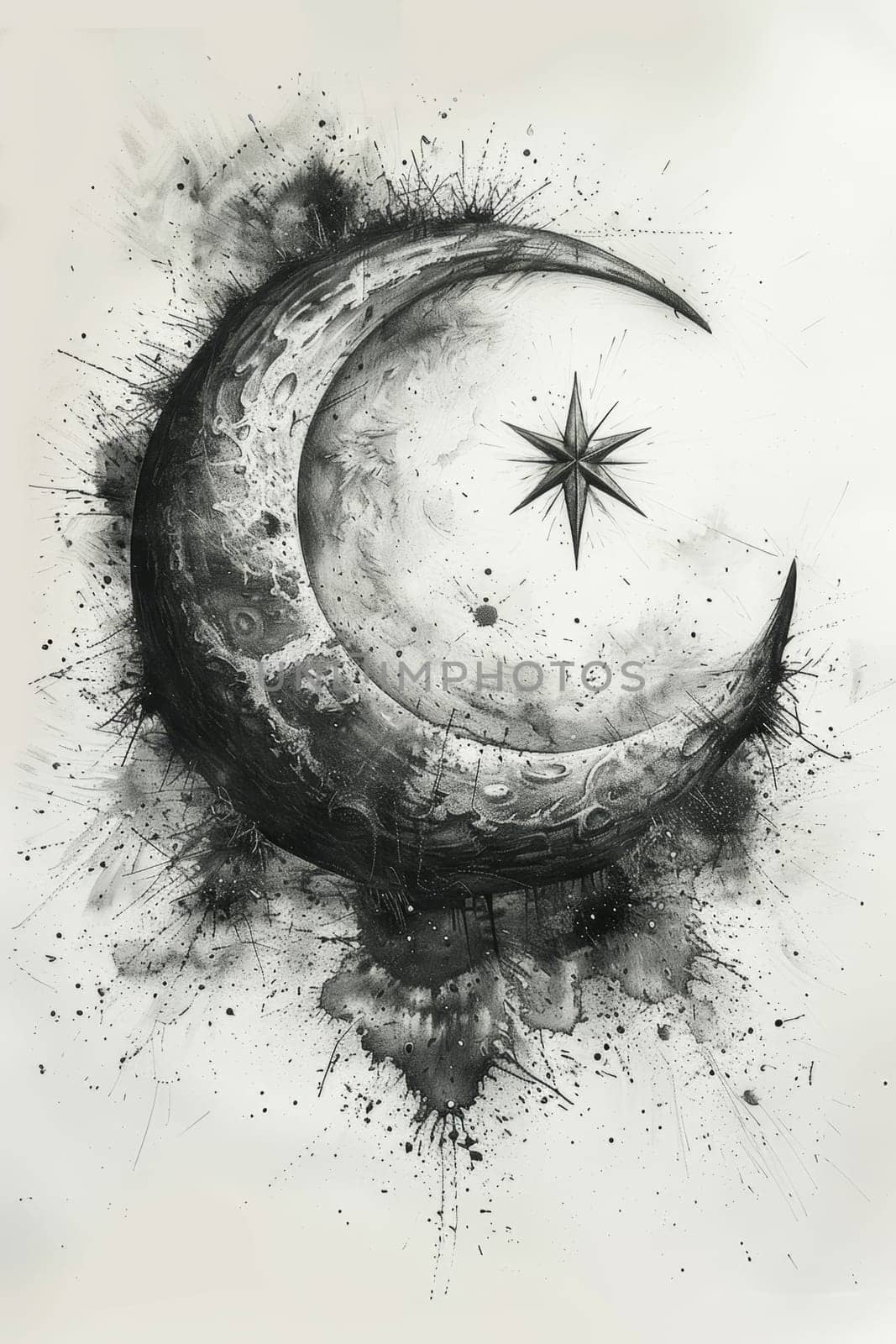 The symbol of the holy holiday of Eid al-Adha. A crescent moon and a star. The halal symbol.