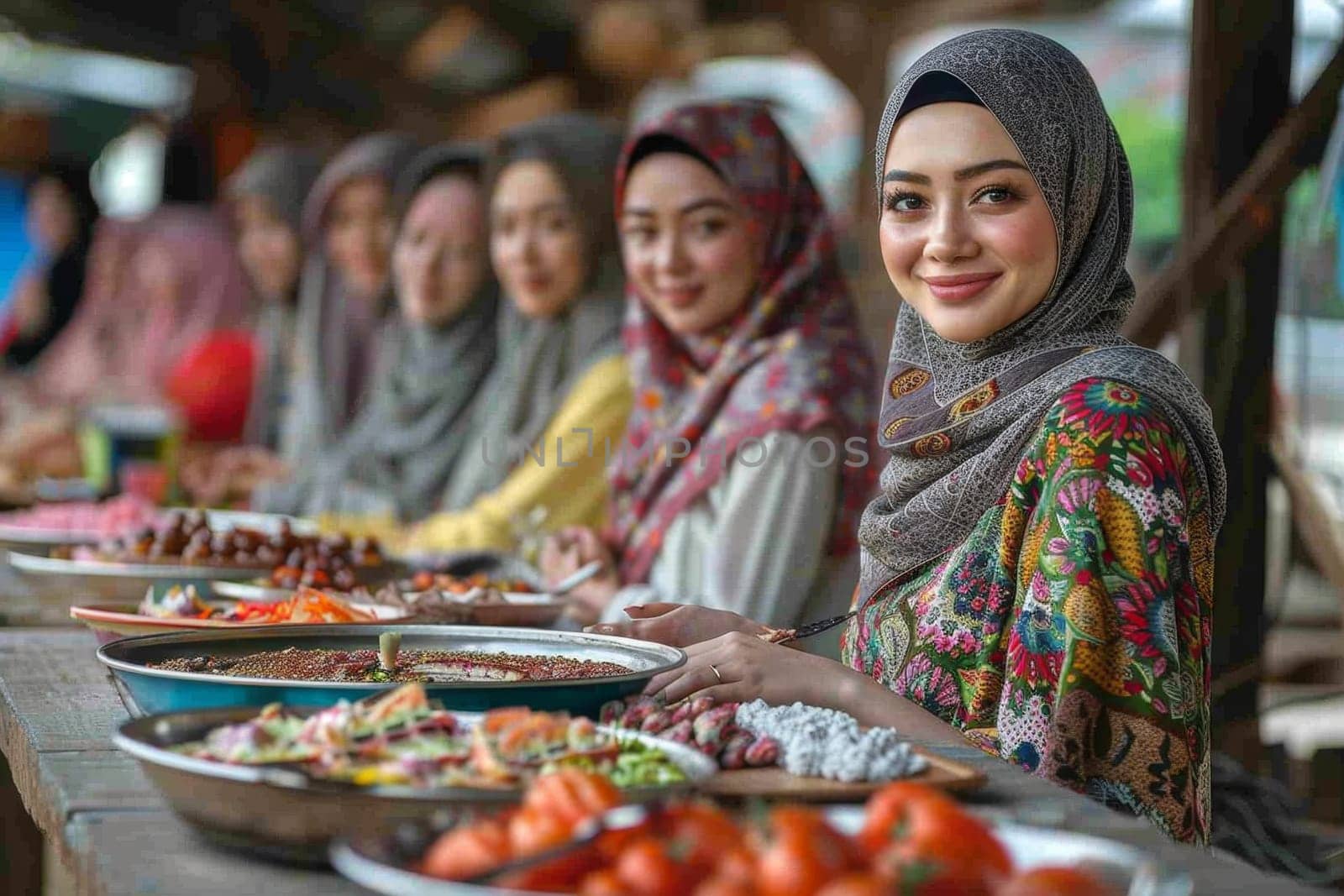 Young Muslim women on Eid al-Adha holiday by Lobachad