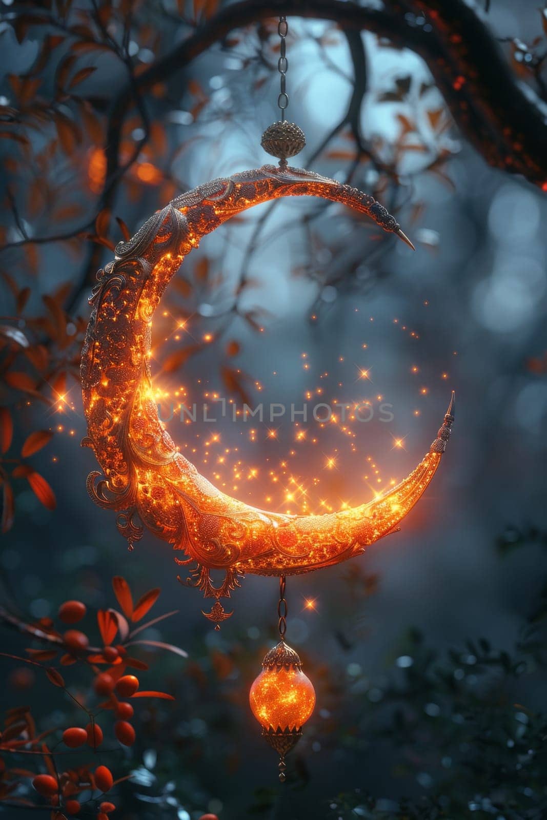 The symbol of the holy holiday of Eid al-Adha. A crescent moon and a star. The halal symbol by Lobachad