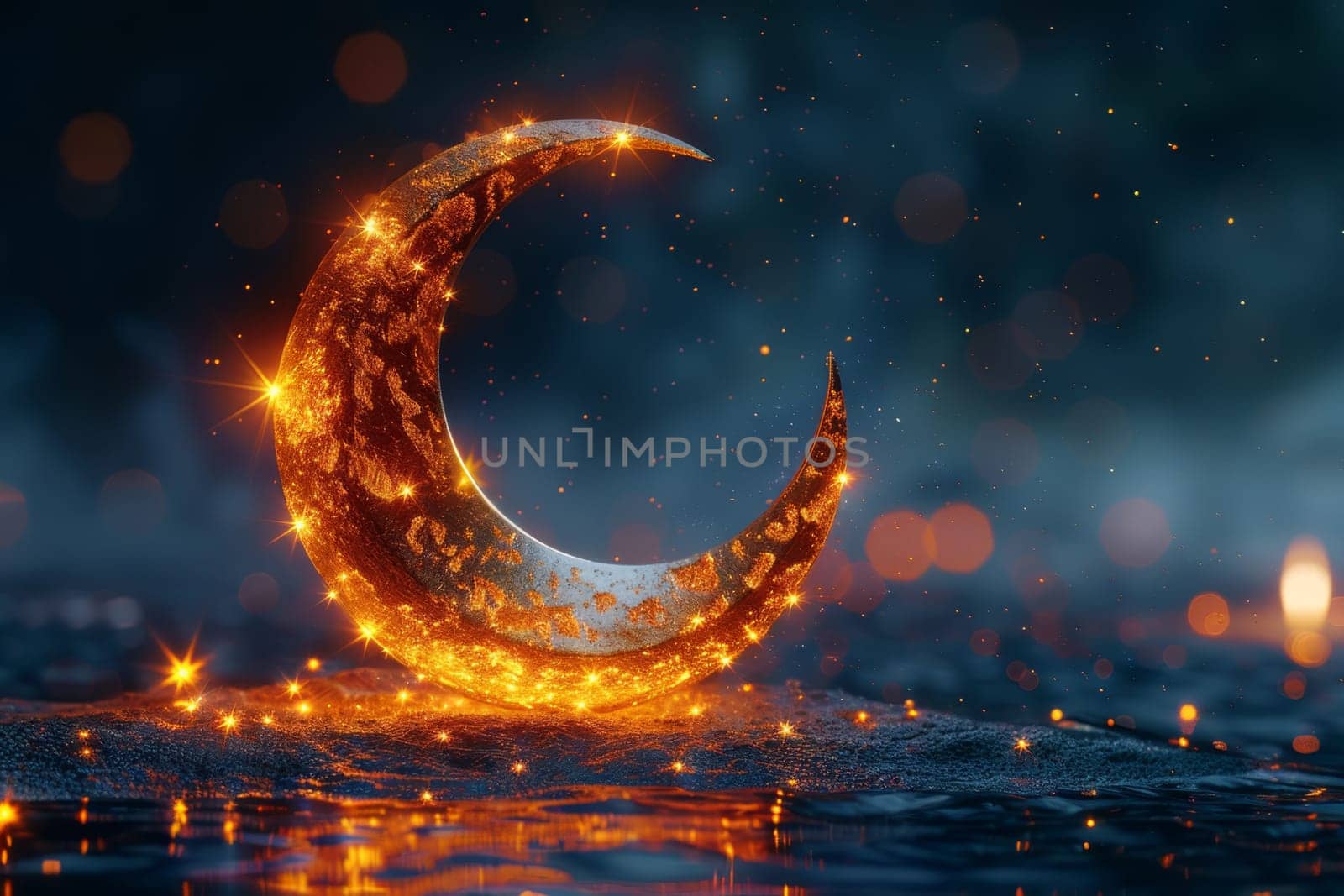 The symbol of the holy holiday of Eid al-Adha. A crescent moon and a star. The halal symbol by Lobachad