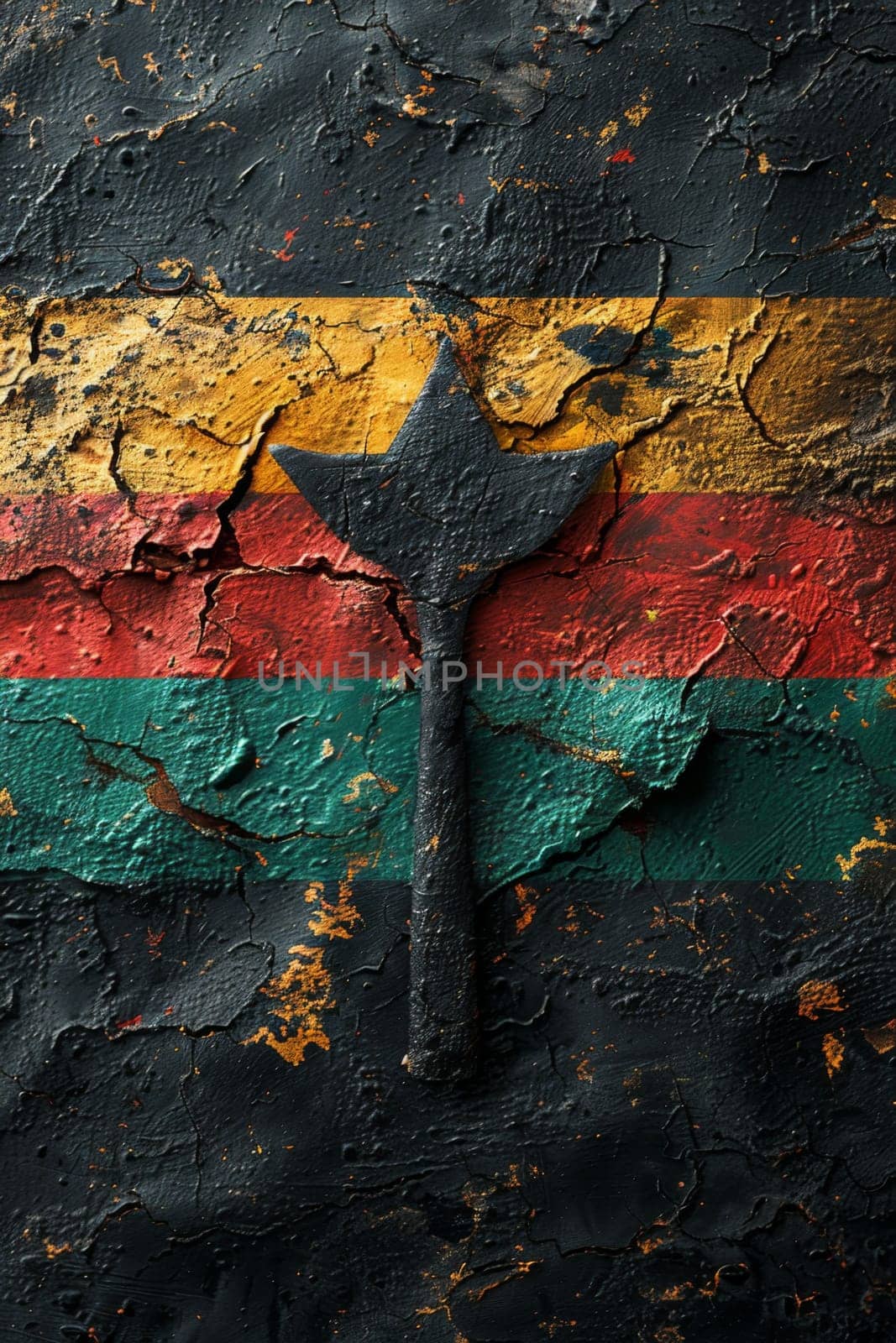 Background in African colors, yellow, green, red and black . Background symbolizing the abolition of slavery in the USA by Lobachad