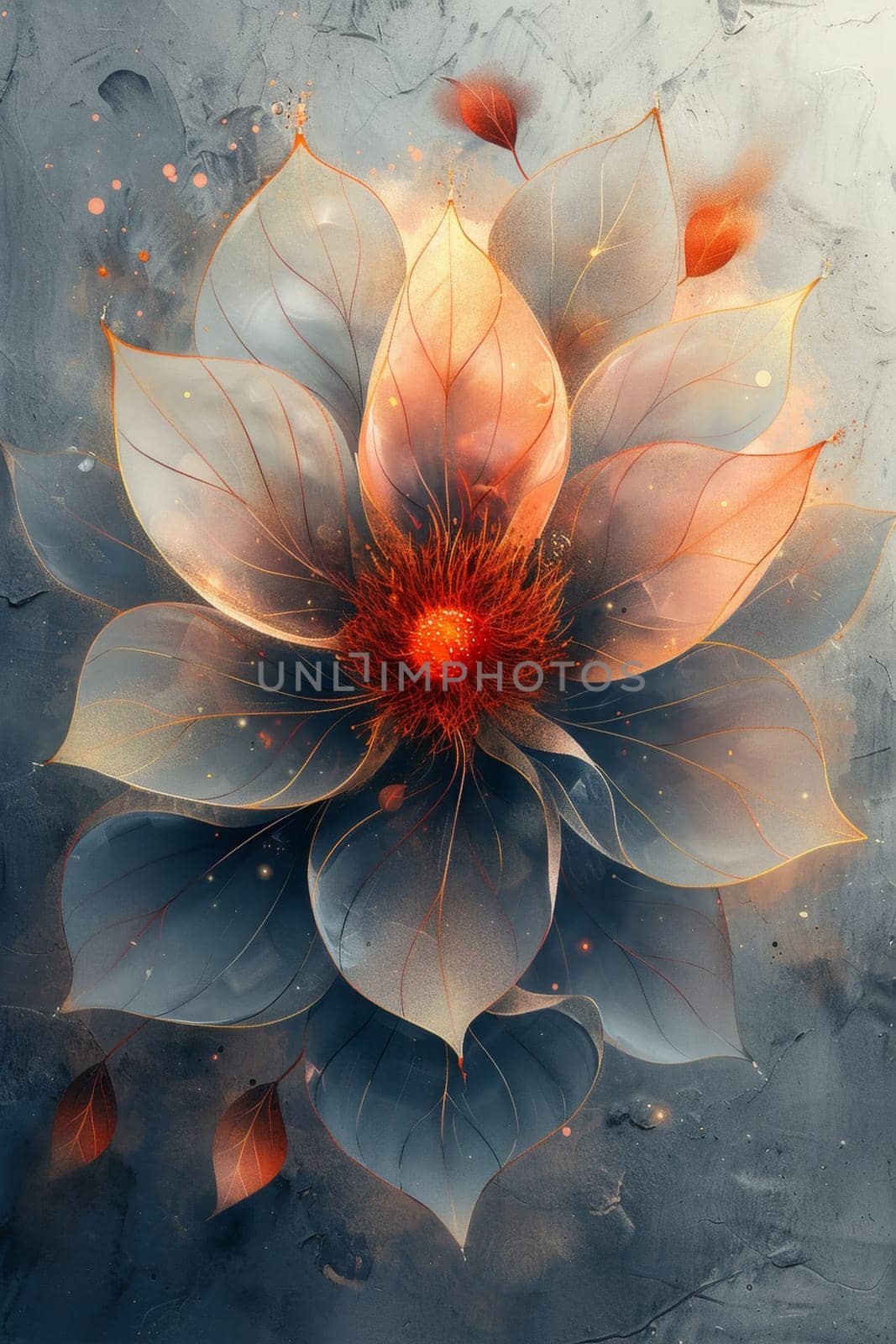 A magical flower with petals on a gray background by Lobachad