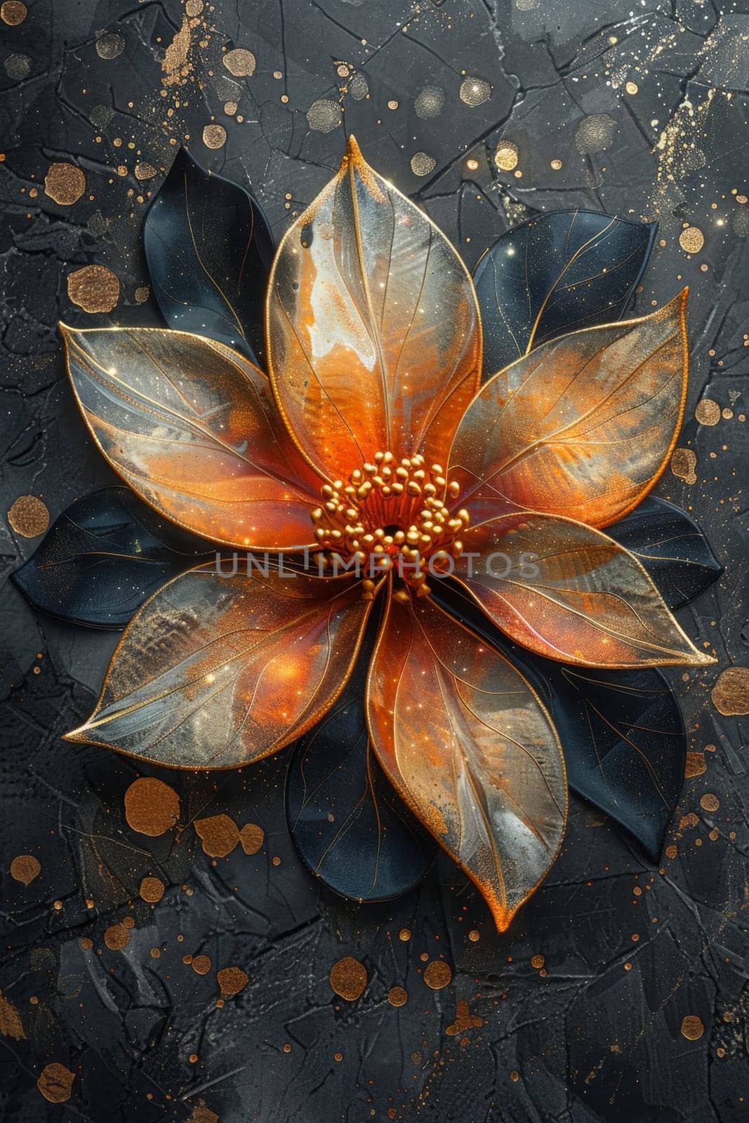 A magical flower with petals on a gray background by Lobachad