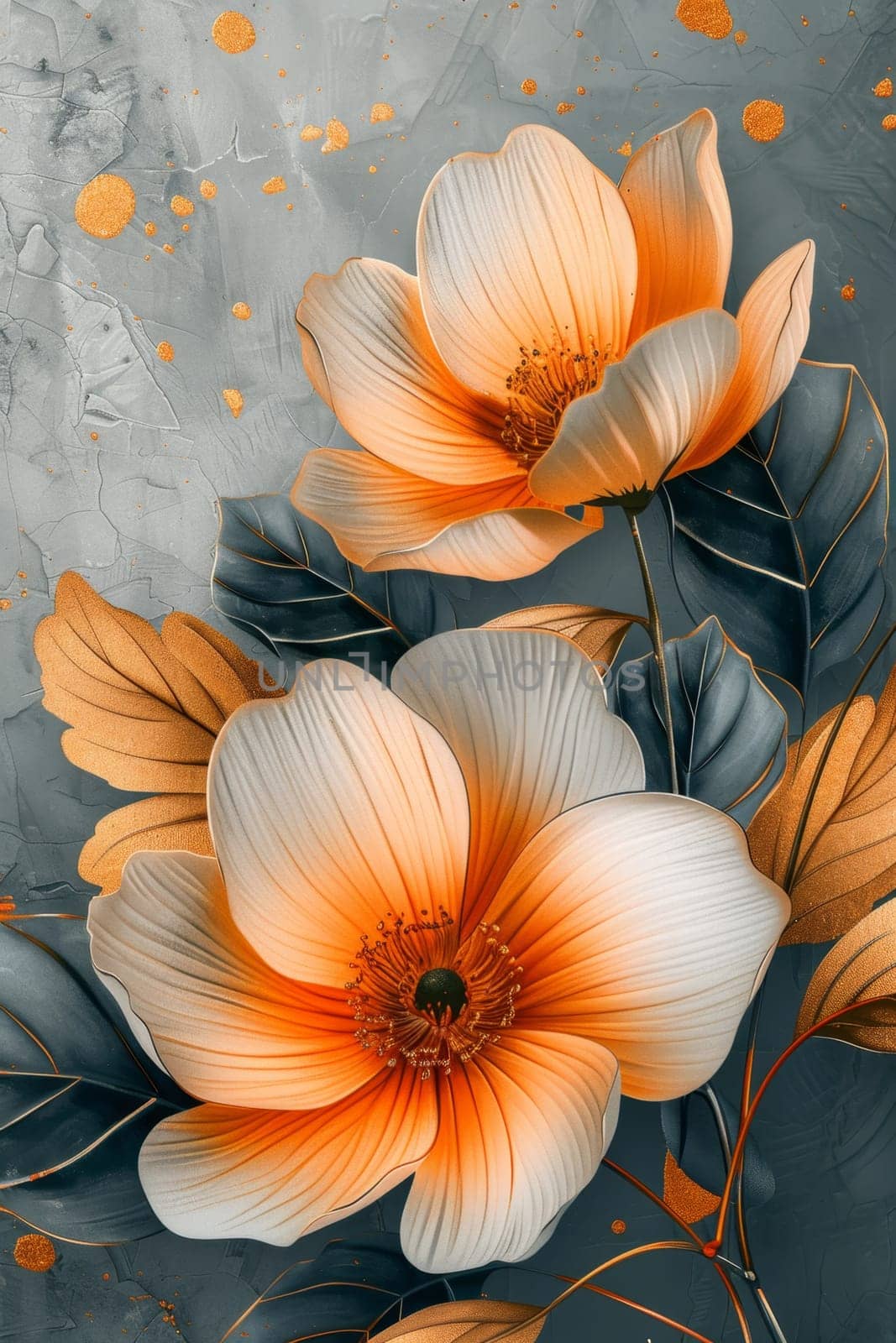 Beautiful garden flowers on a gray background. illustration by Lobachad