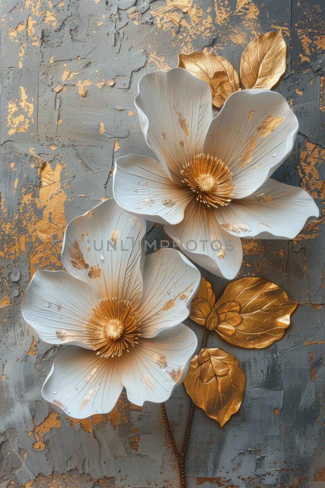 Beautiful garden flowers on a gray background.