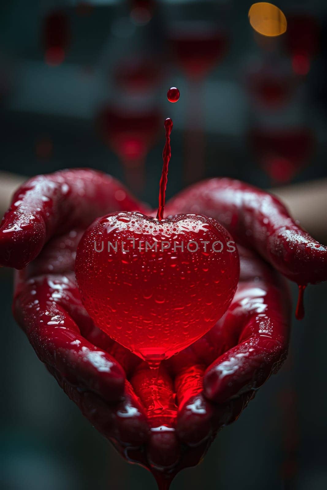 hands holding a red heart, medical insurance for the heart, Organ donation, World Blood Donor Day by Lobachad