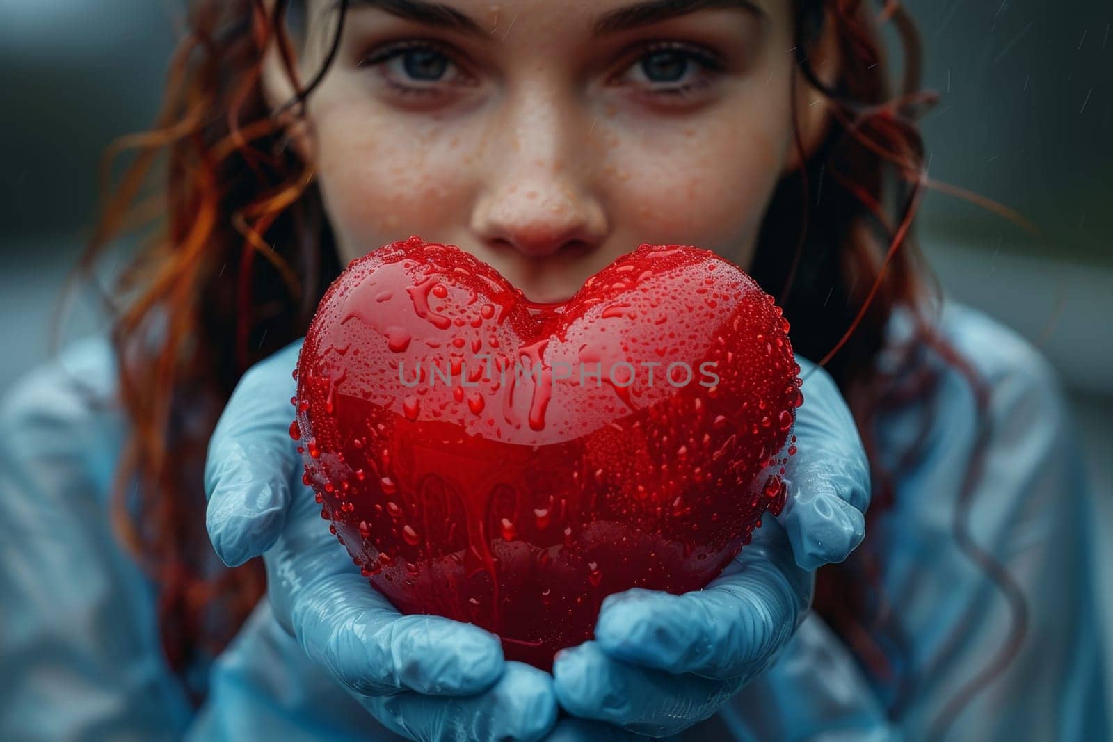 hands holding a red heart, medical insurance for the heart, Organ donation, World Blood Donor Day.