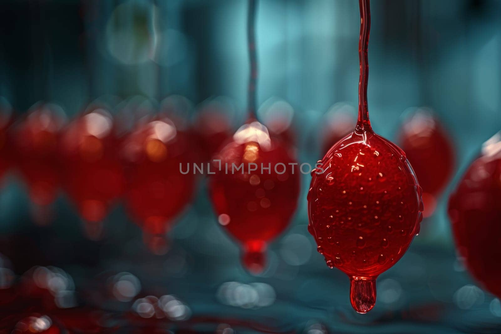 Every drop of blood counts. Drops of blood. The concept of World Blood Donor Day by Lobachad