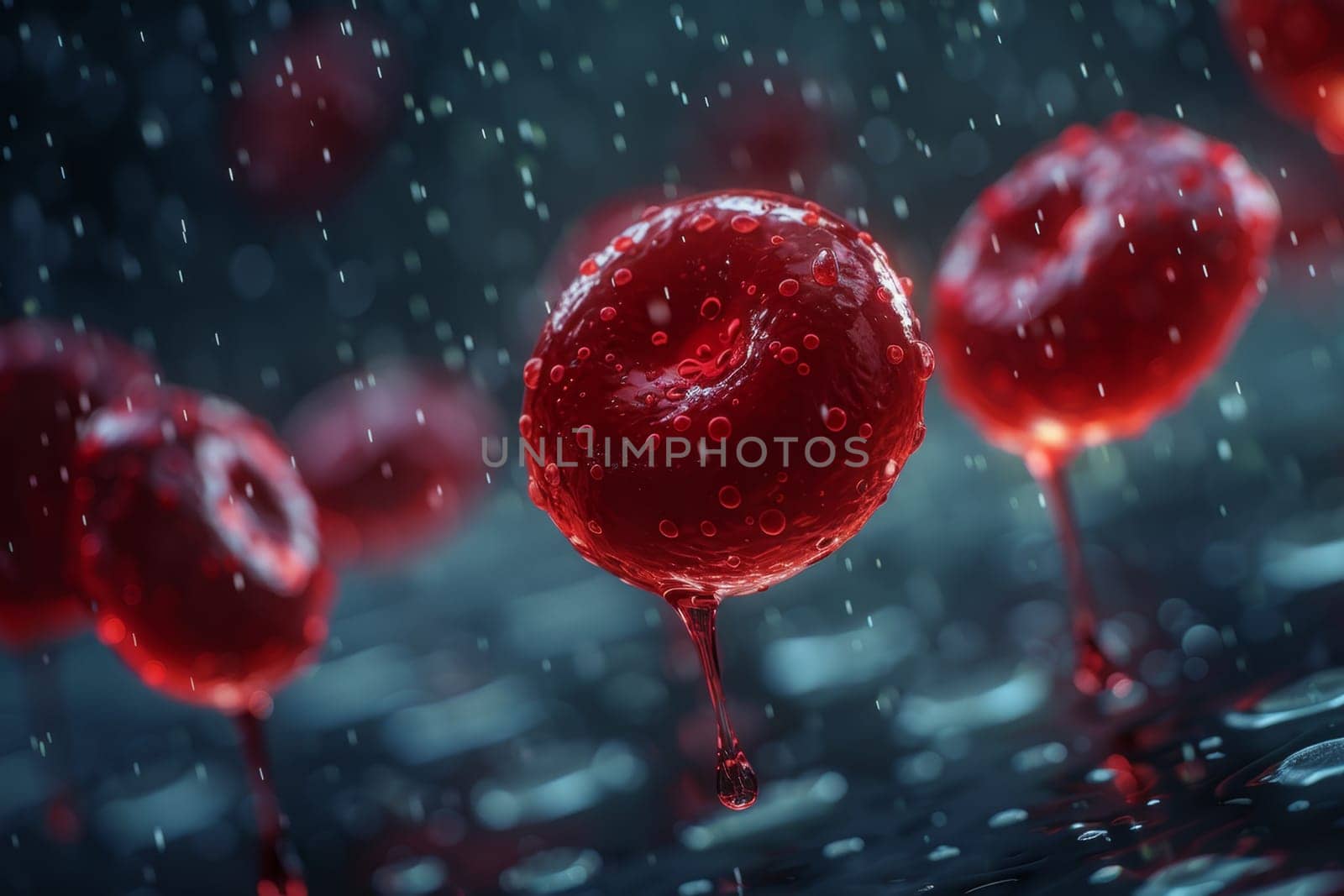 Every drop of blood counts. Drops of blood. The concept of World Blood Donor Day by Lobachad