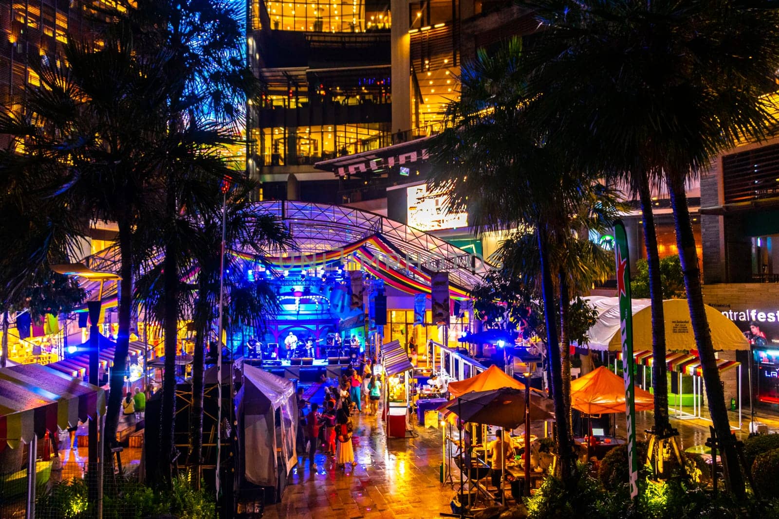 Pattaya walking street night life at night in Pattaya Thailand. by Arkadij