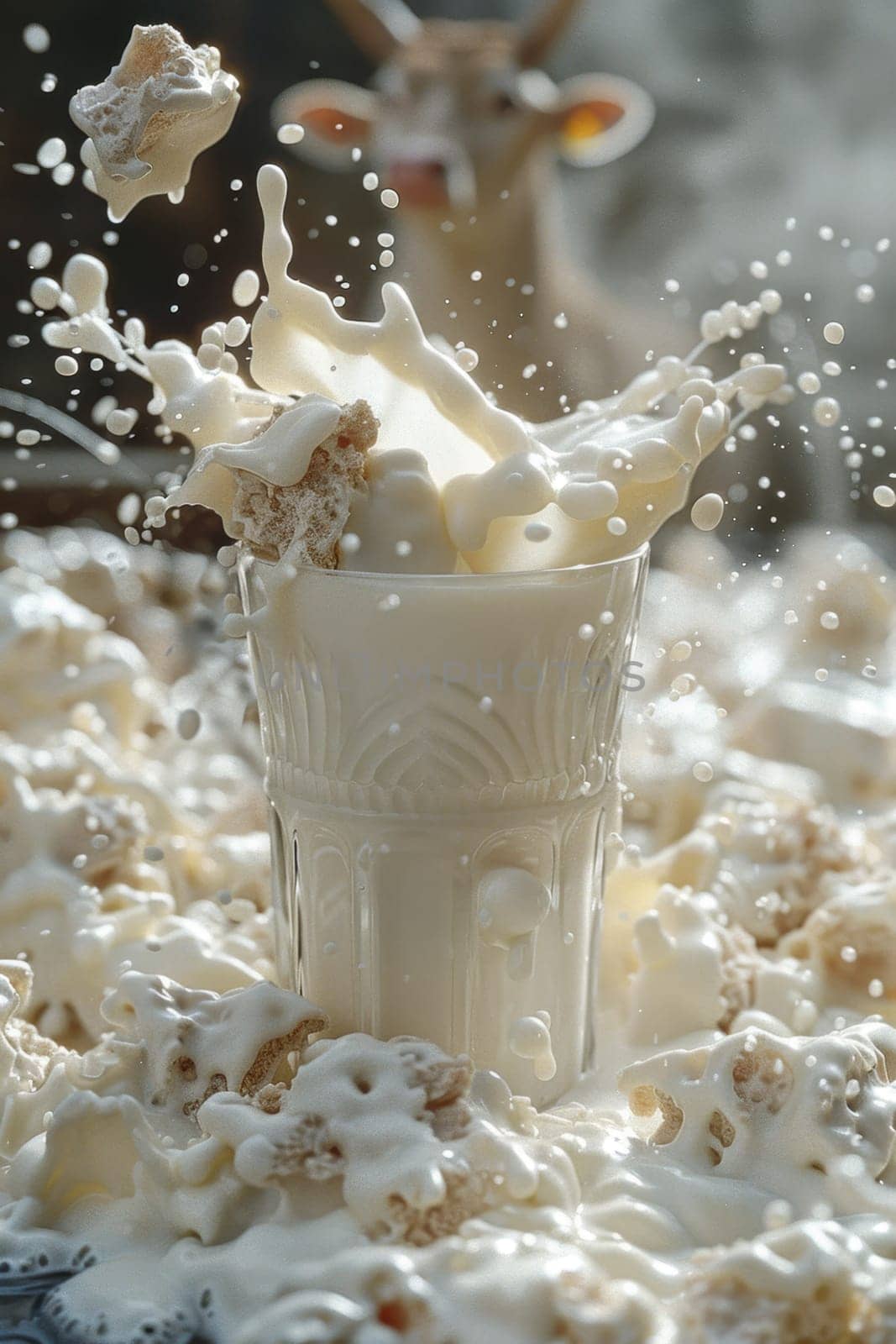 A glass of milk with splashes . World Milk Day by Lobachad
