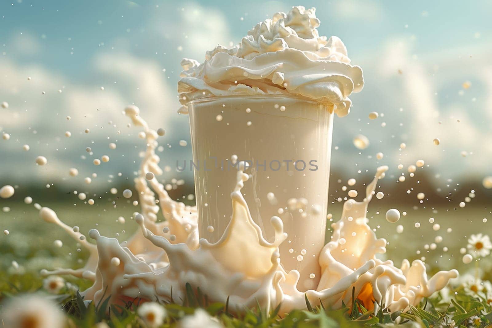 A glass of milk with splashes . World Milk Day by Lobachad