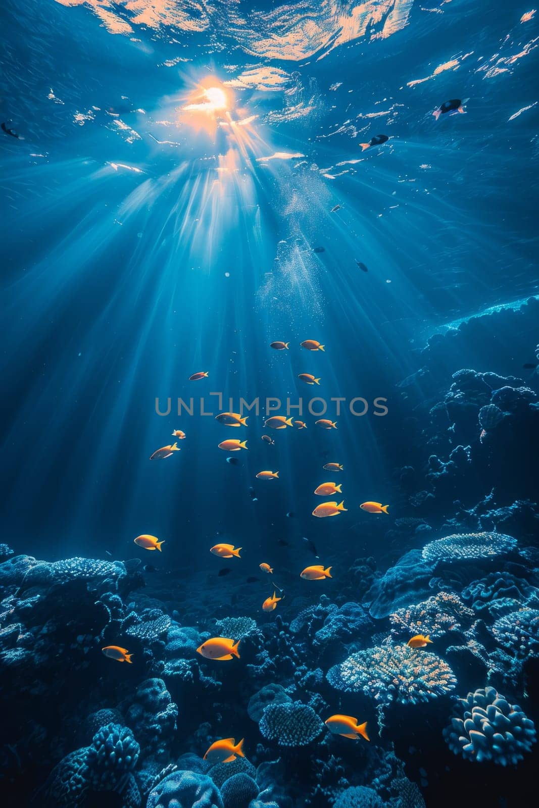 The underwater world. Animals of the underwater marine world. The ecosystem. World Ocean Day by Lobachad