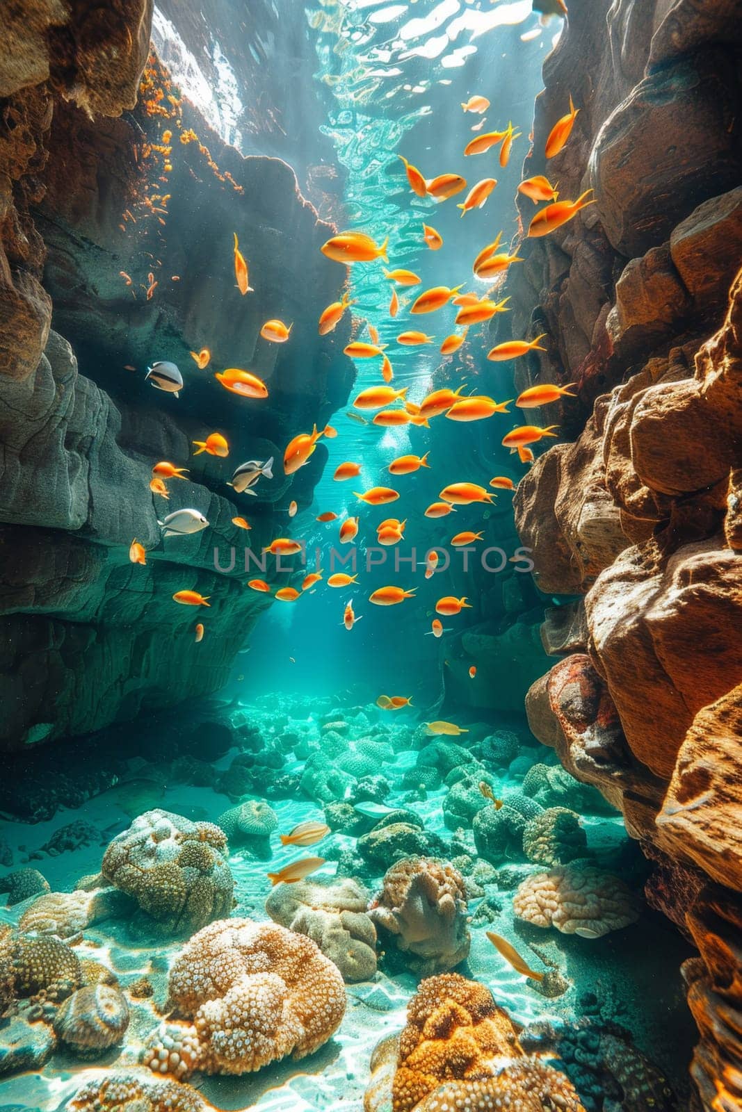 The underwater world. Animals of the underwater marine world. The ecosystem. World Ocean Day by Lobachad