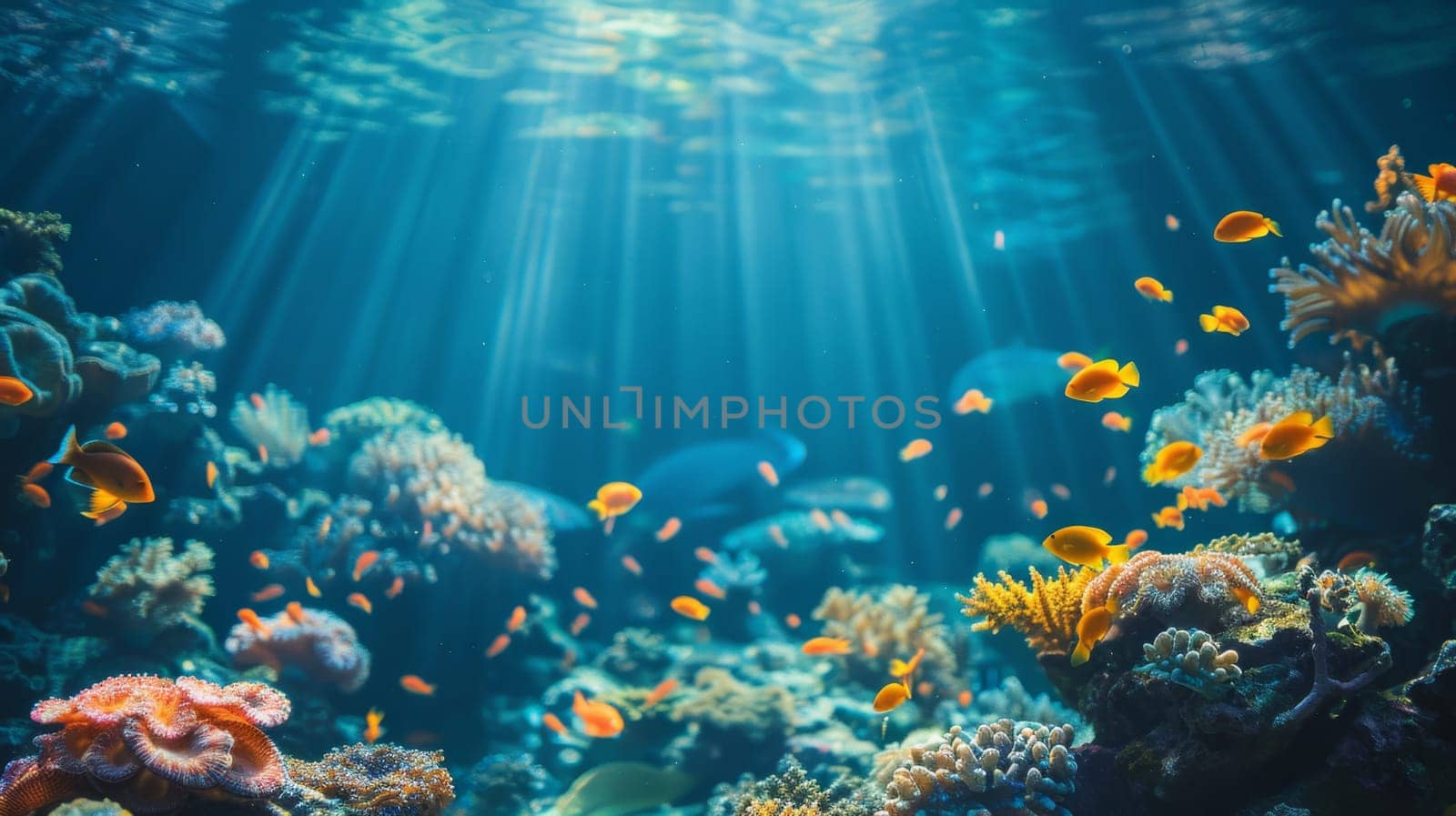 The underwater world. Animals of the underwater marine world. The ecosystem. World Ocean Day by Lobachad