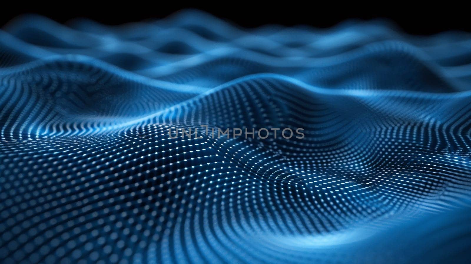 A close up of a blue wavy fabric with dots