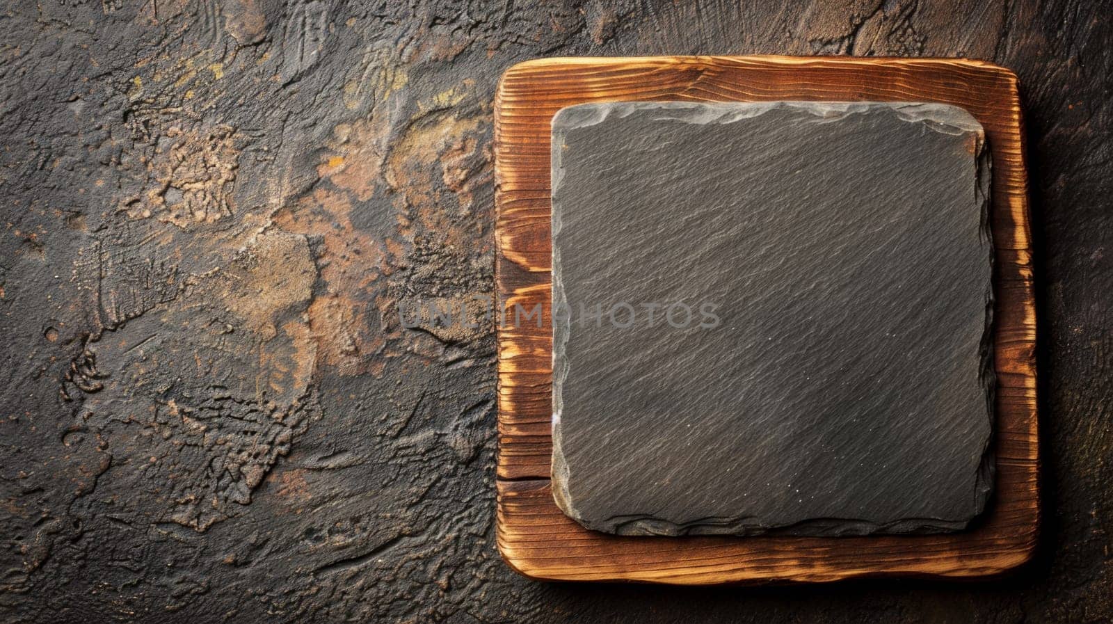 A slate on a wooden board with some writing on it