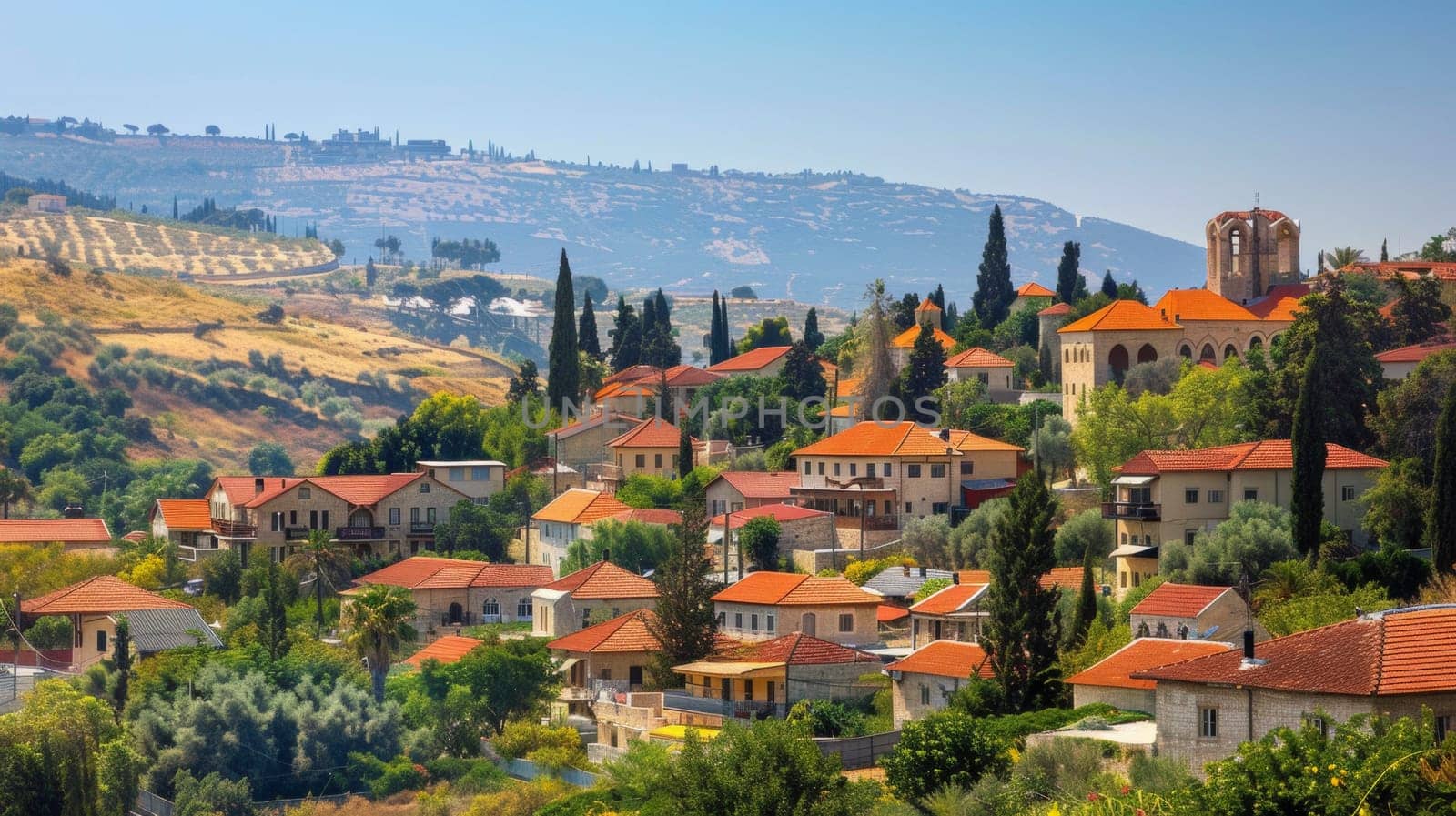 A hillside with many houses and trees on it