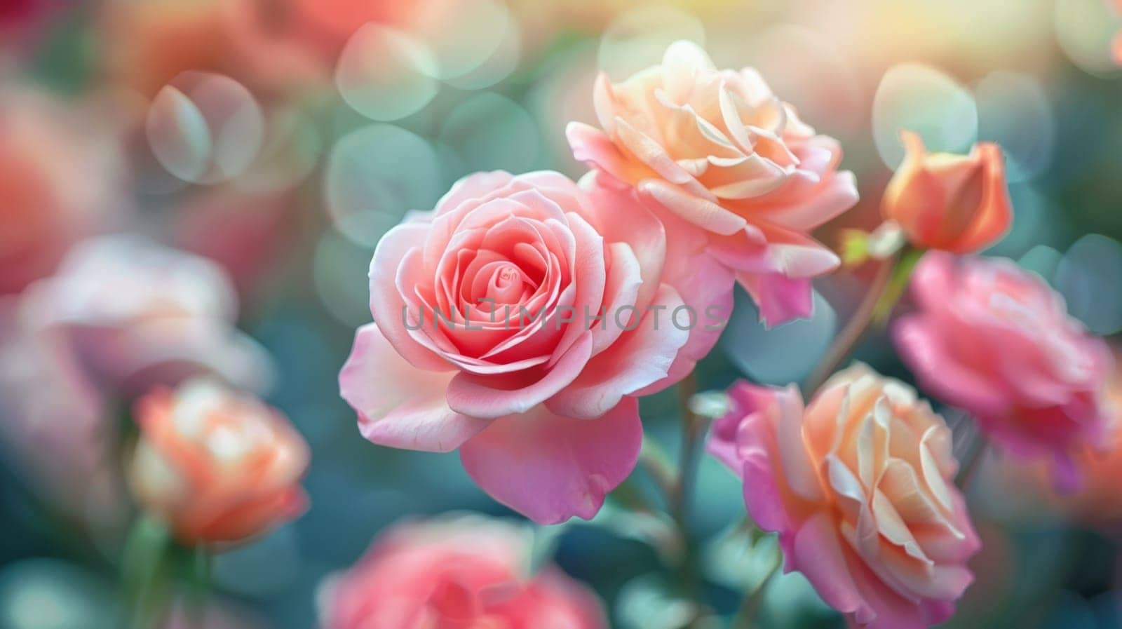 A close up of a bunch of pink roses with blurry background