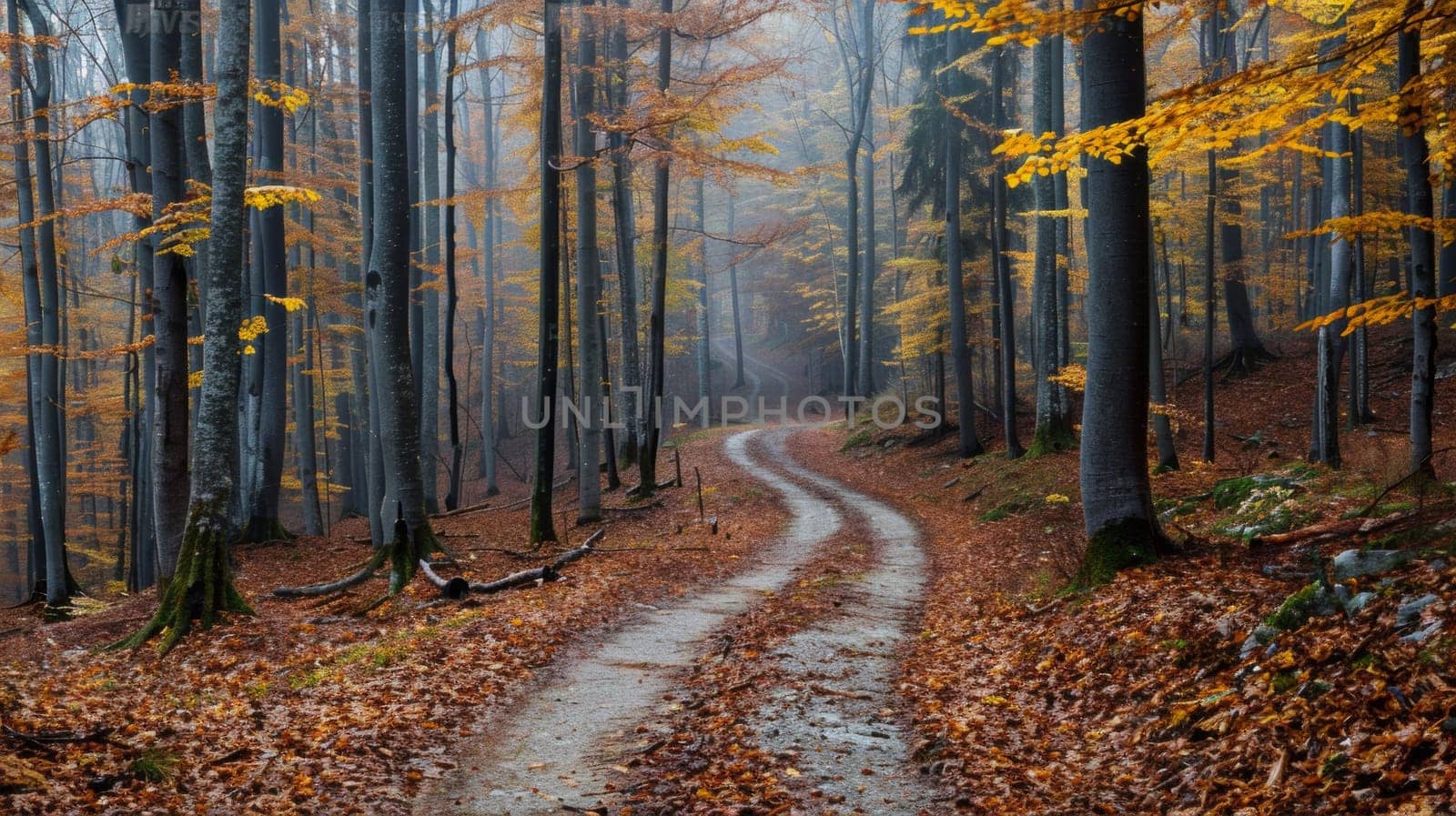 A dirt road in the middle of a forest with trees