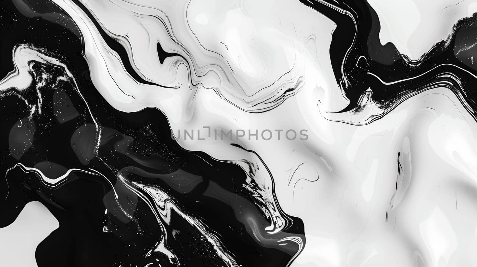 A black and white abstract painting with a lot of swirls