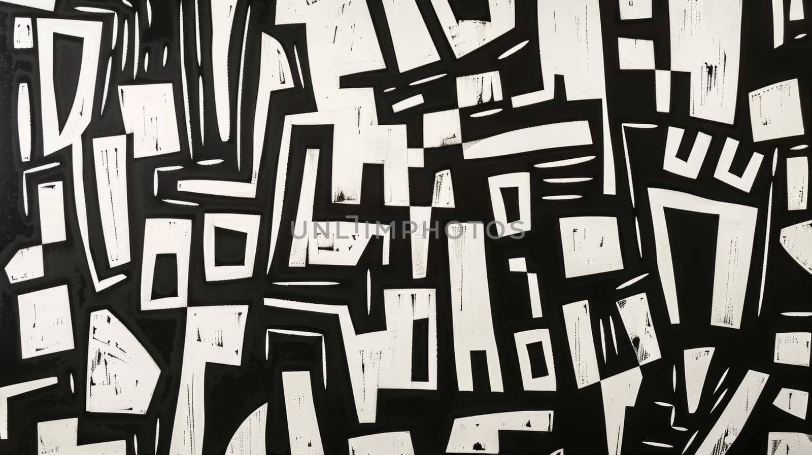 A black and white painting of a bunch of squares