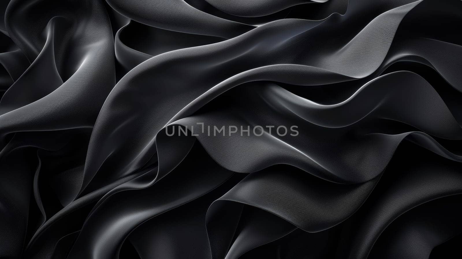 A close up of a black fabric with some folds
