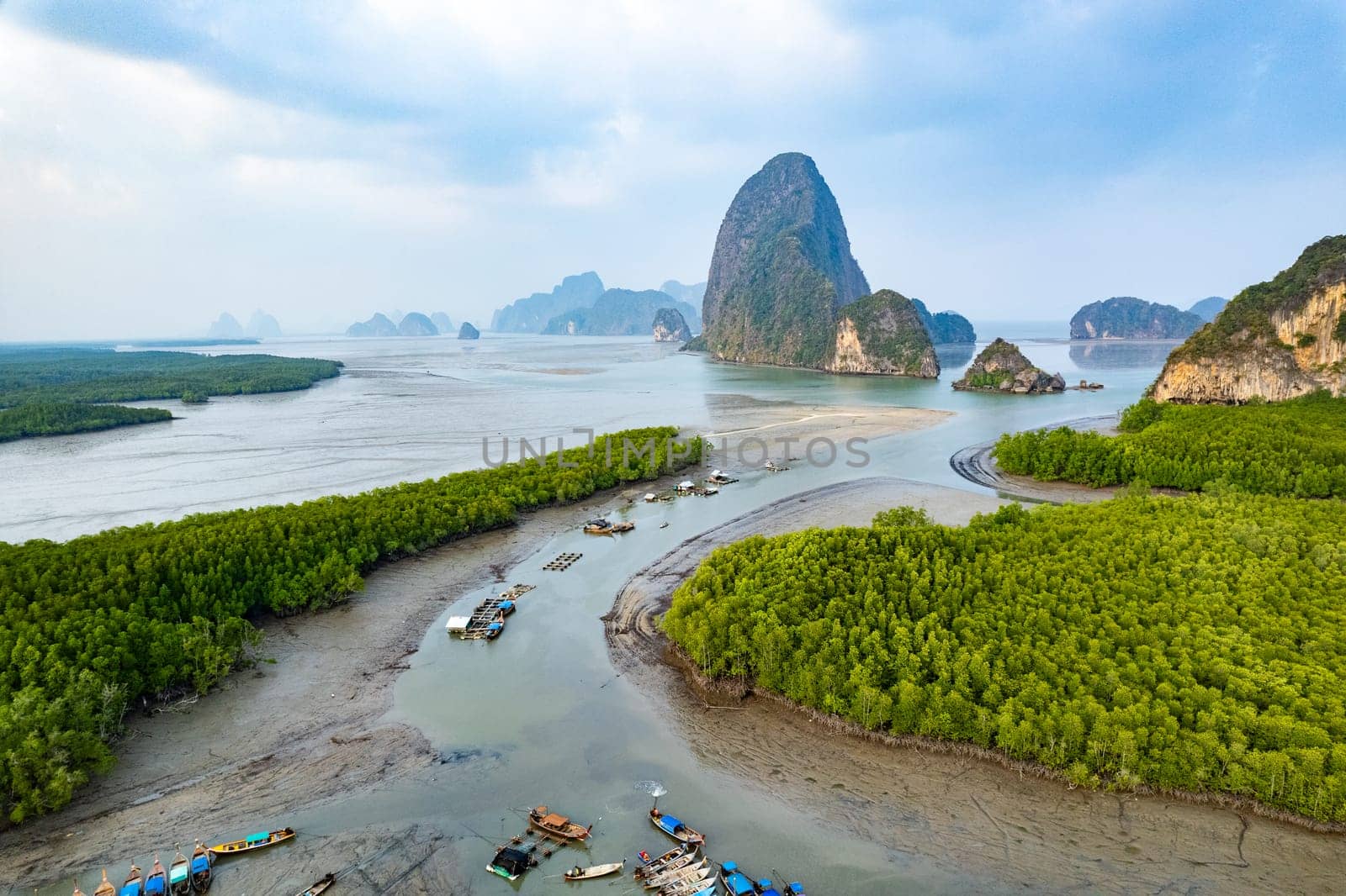 Samet Nangshe viewpoint, view of Koh Phra Wat Noi, in Phang Nga bay, Thailand, south east asia