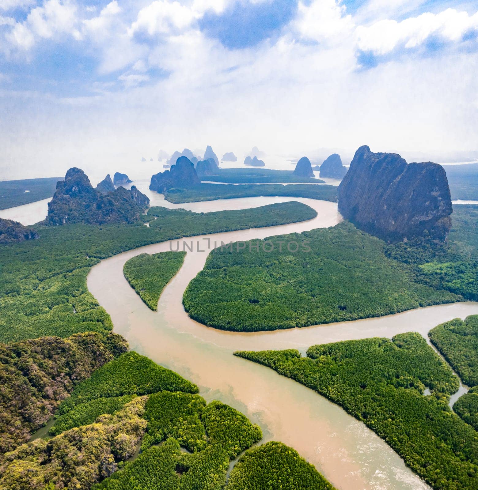 Aerial view of Phang Nga bay, Thailand, south east asia