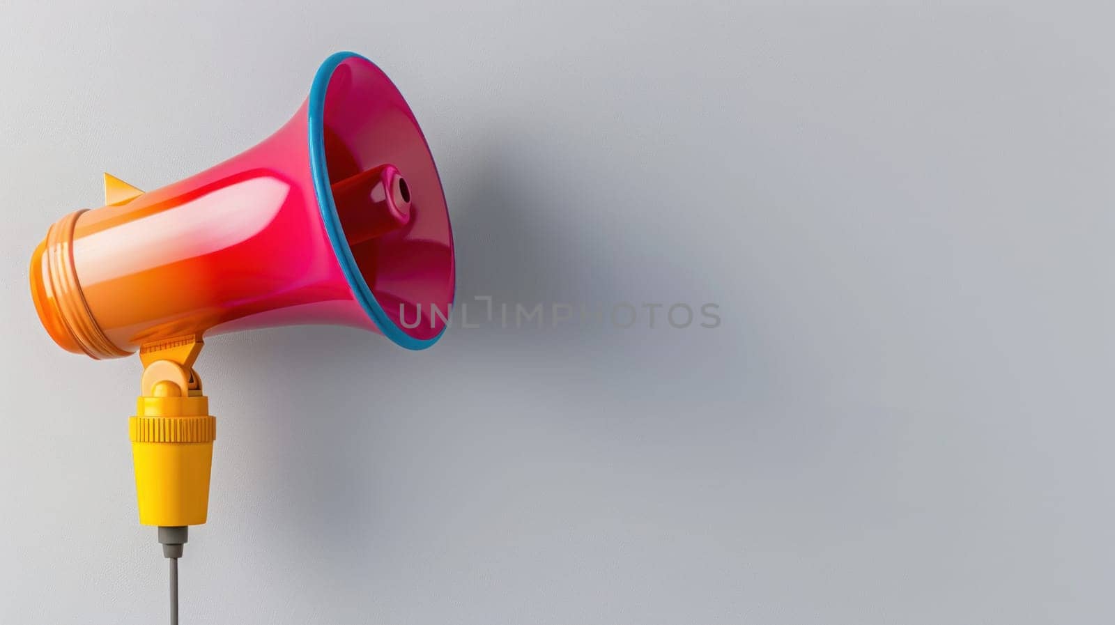 A megaphone is on a bright background.