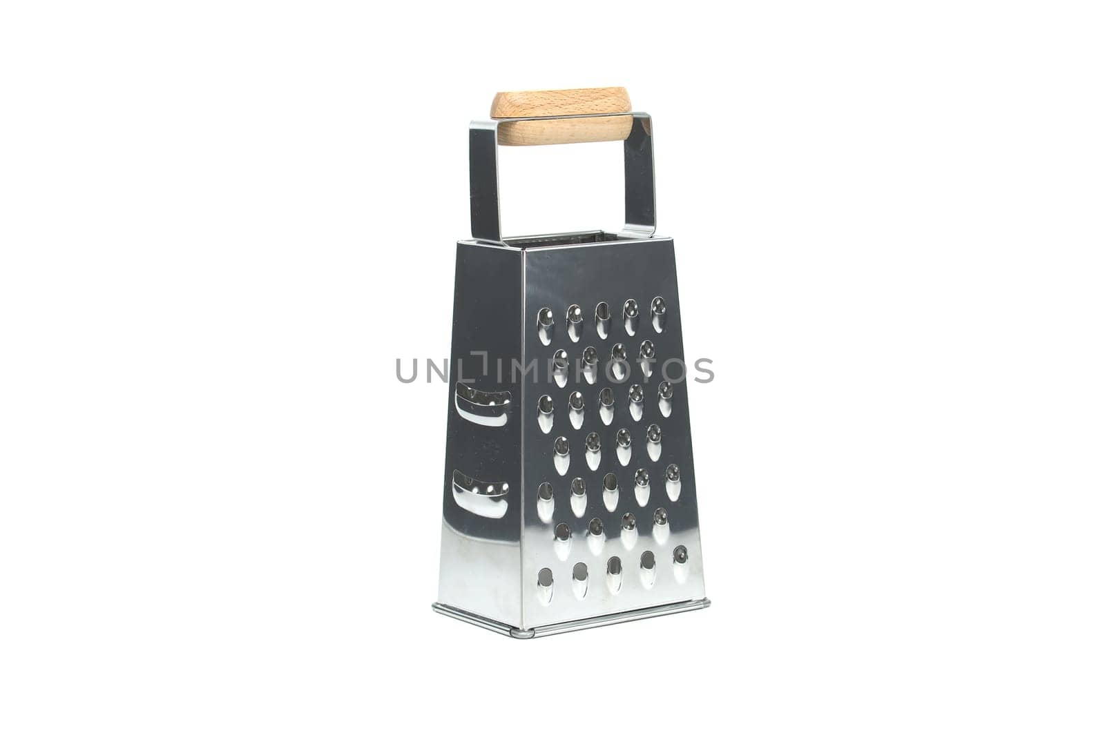 Stainless four sided box grater for kitchen isolated on white background