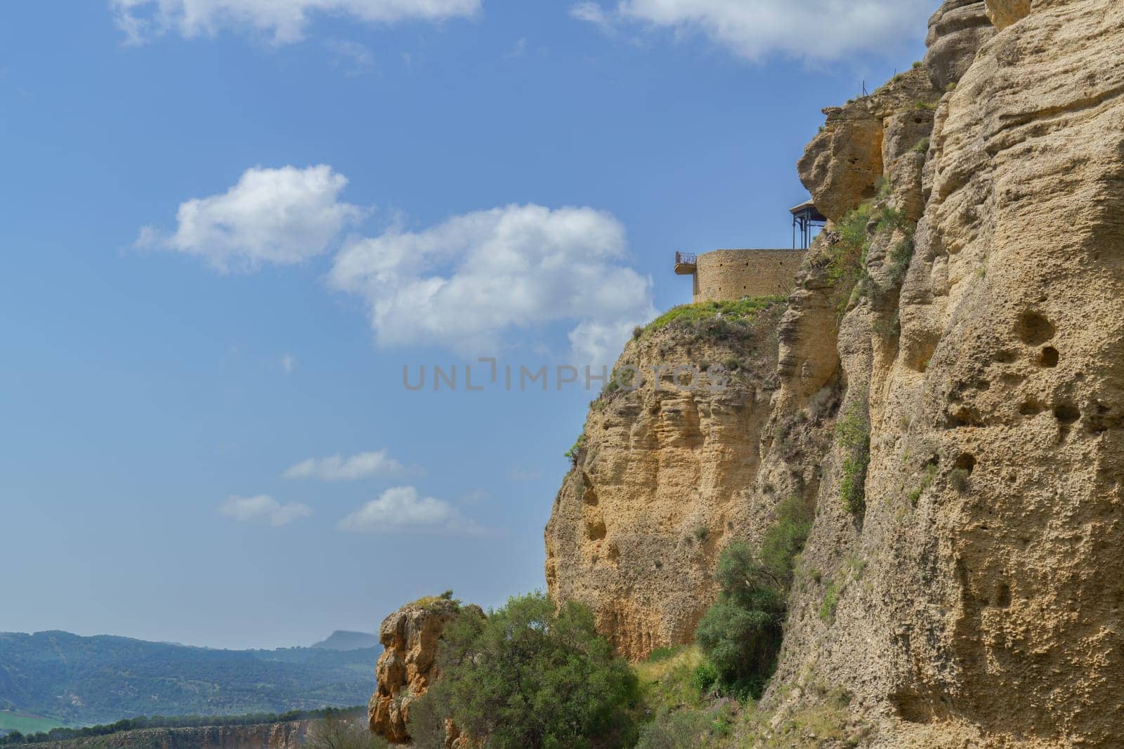 ronda ,malaga, spain 04/18/2023 touristic viewpoint on the cliffs by joseantona