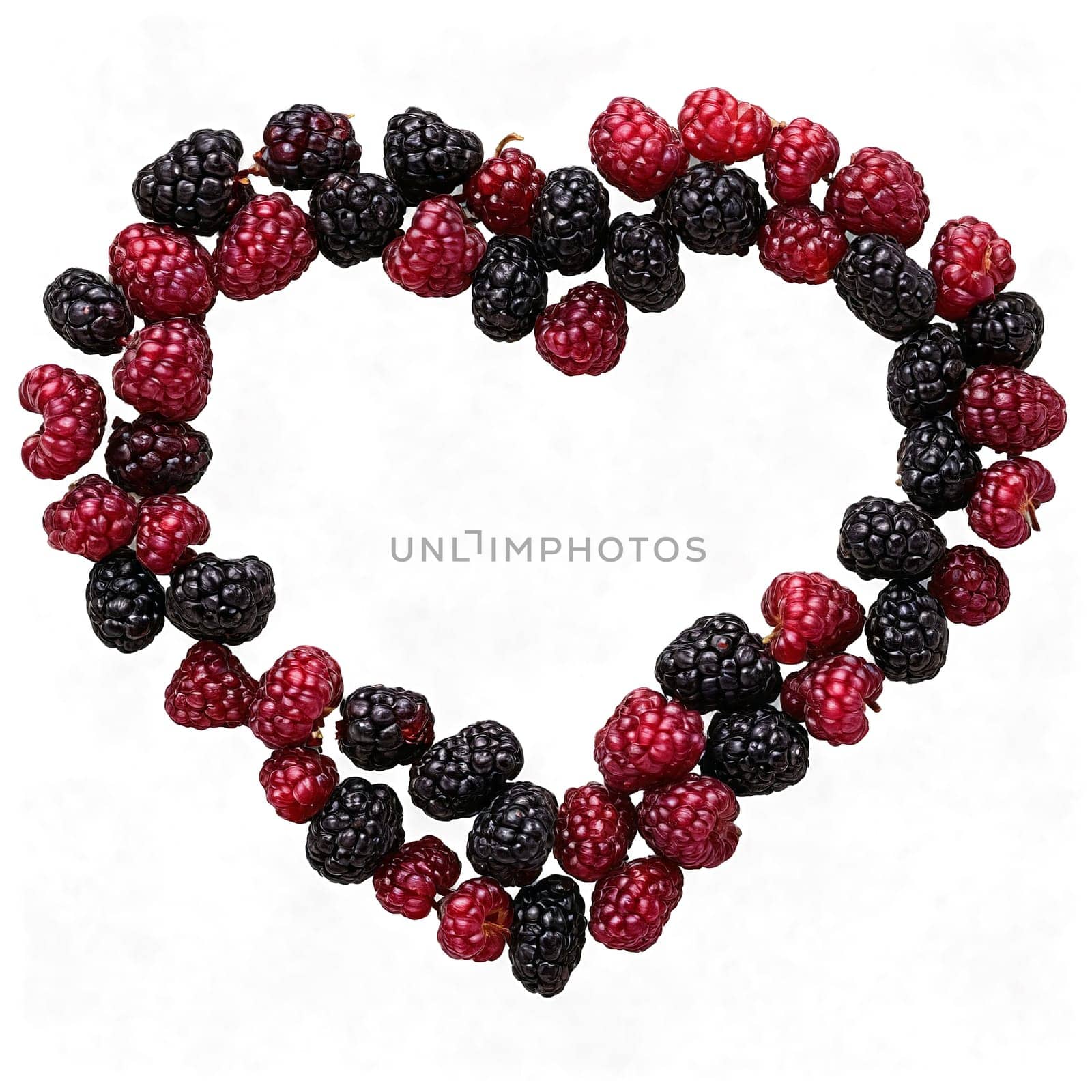 Mulberries ripe mulberries arranged in a heart shape with some berries falling and leaving by panophotograph