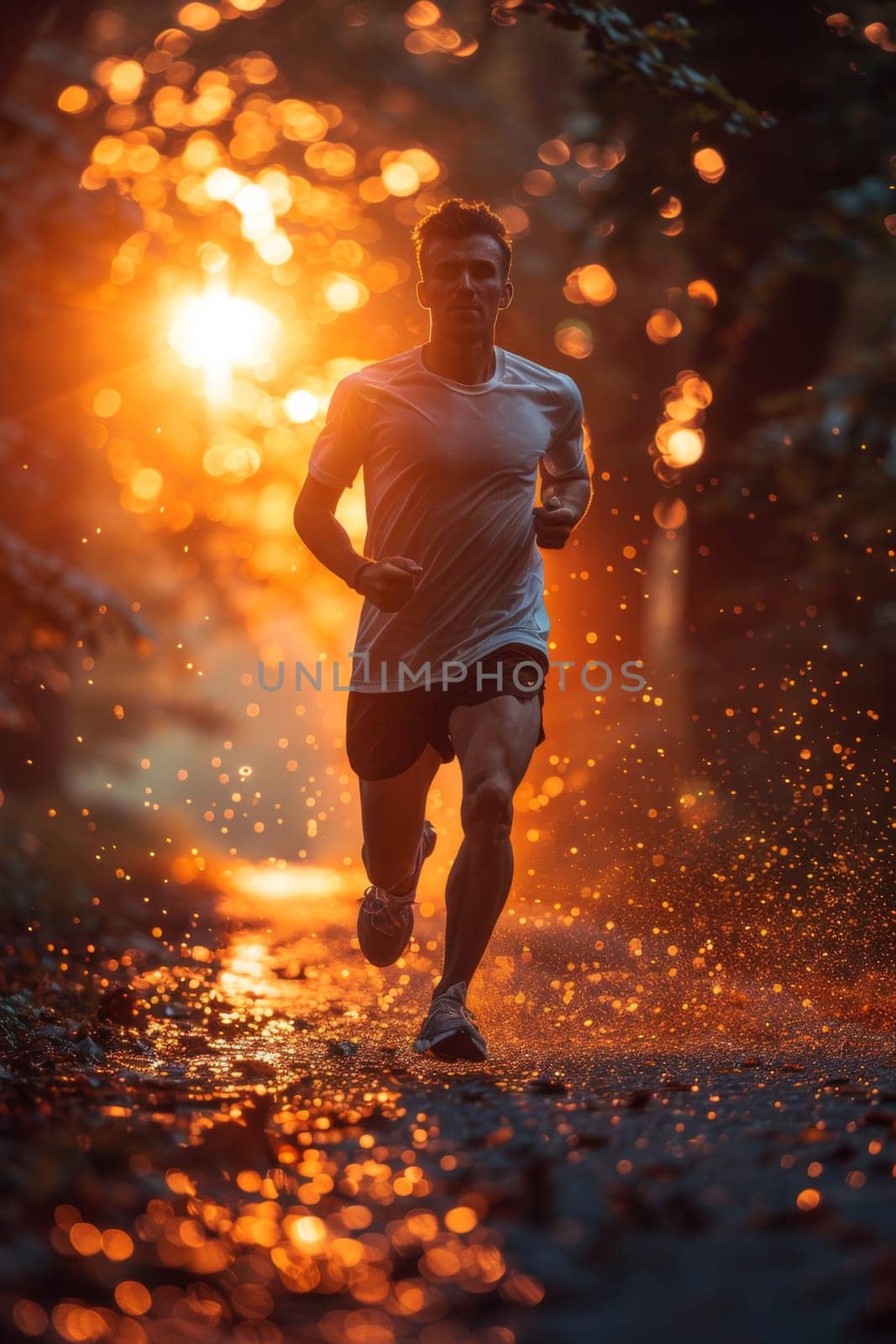 World Running Day. A running man in the park.